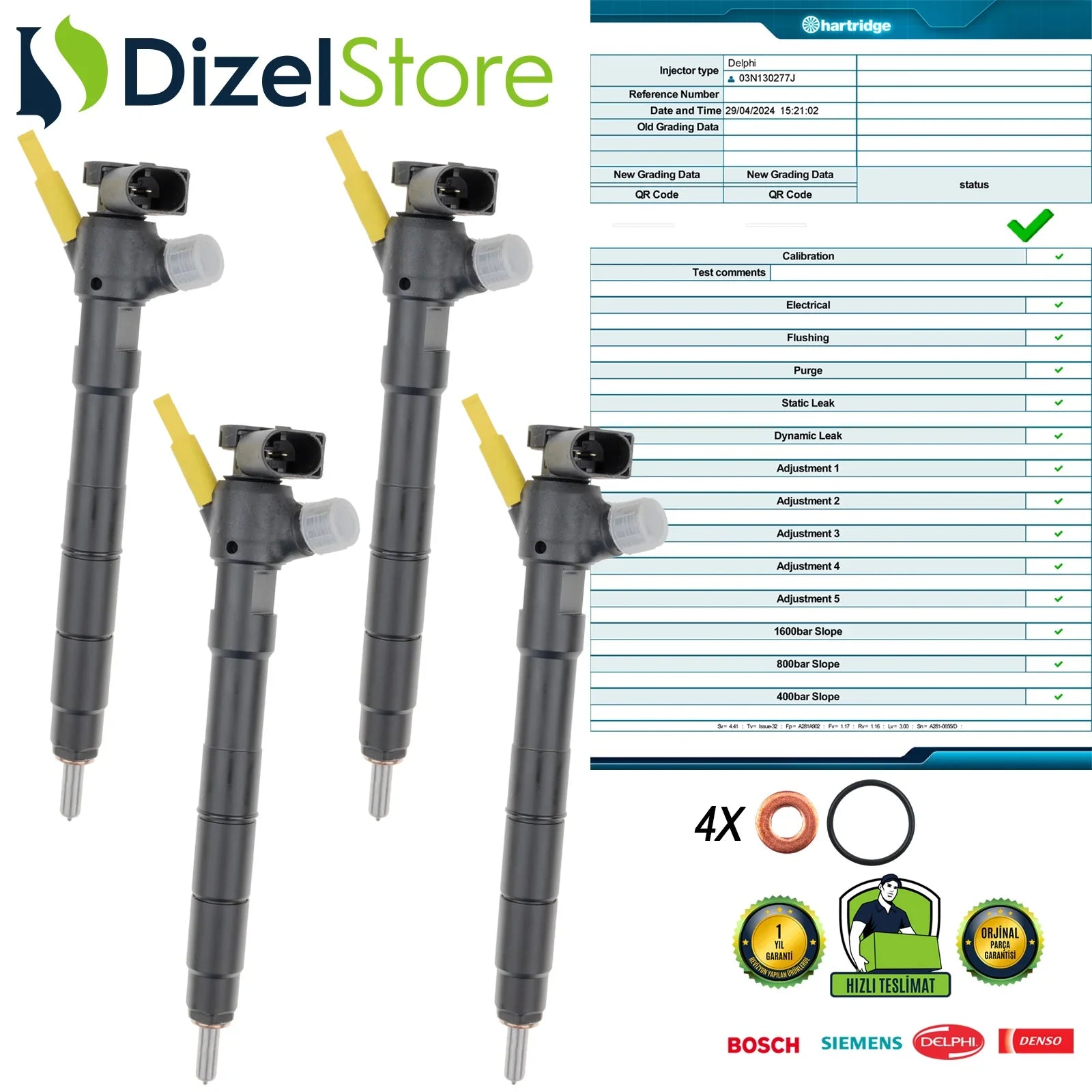 4X 03N130277J Delphi Enjektör Man VW California Crafter 2.0 TDI 28565339 - Dizel Store