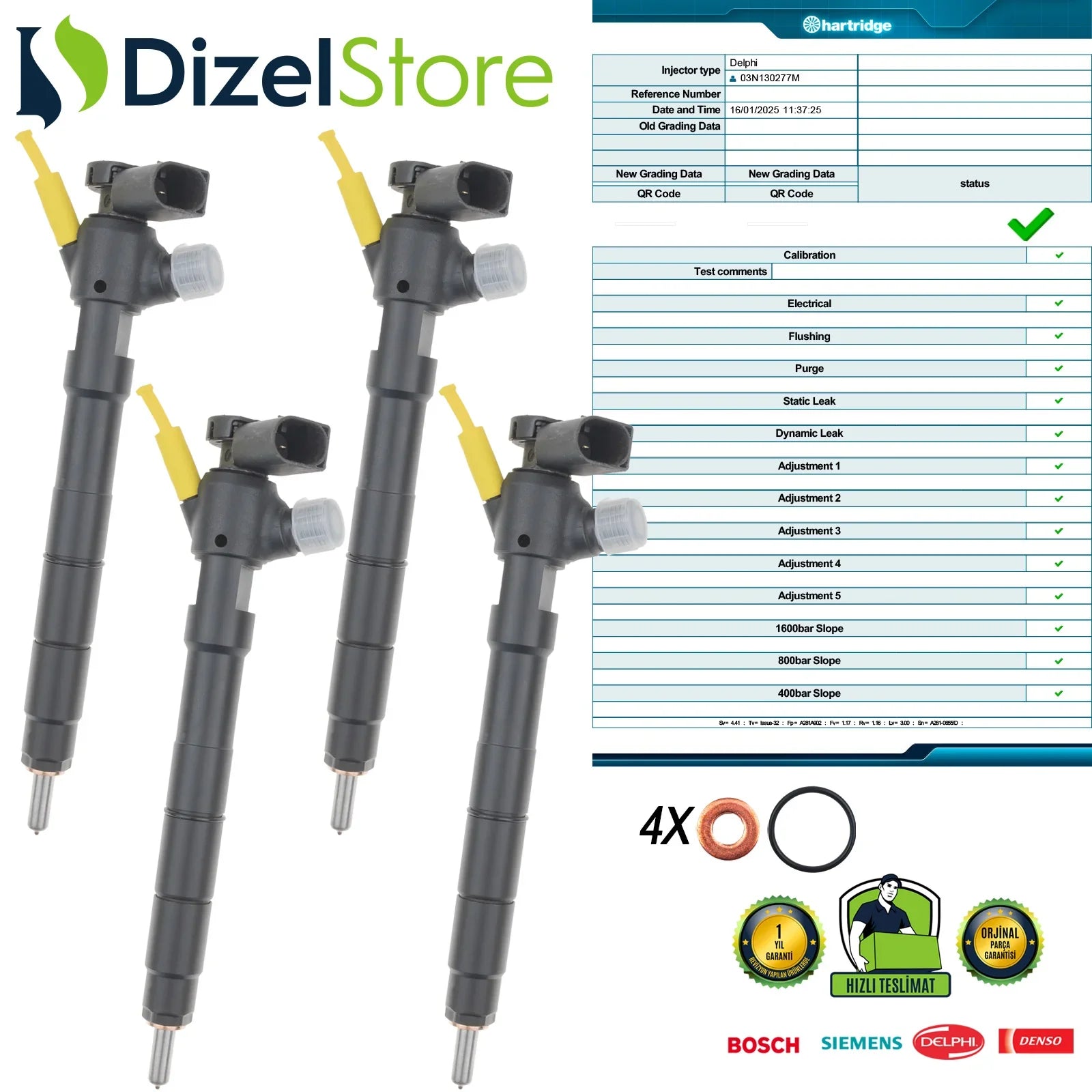 4X 03N130277M Delphi Enjektör Man VW Crafter Multivan Transporter 2.0 TDI 28654965 - Dizel Store