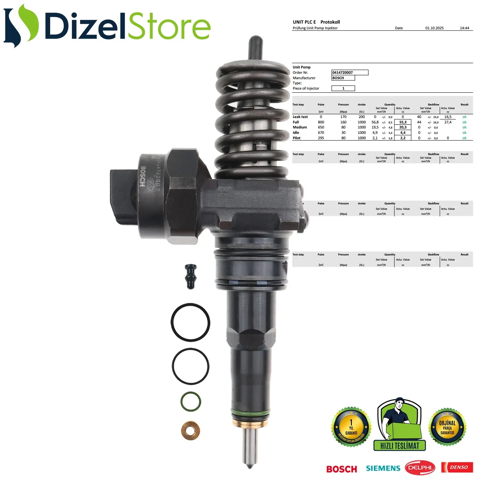 0414720007 BOSCH POMPA NOZULU ÜNİTESİ PDE AUDI SEAT SKODA FABIA I 1.4 TDI 038130073F - Dizel Store