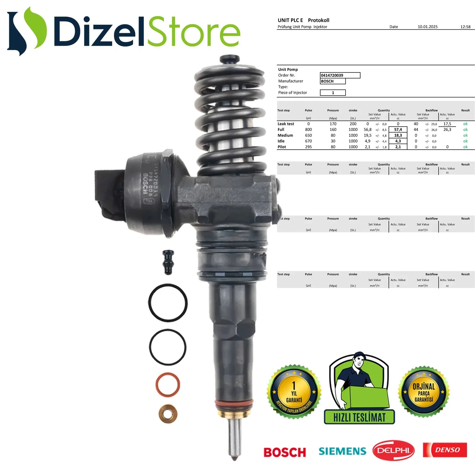 0414720039 BOSCH POMPA NOZULU ÜNİTESİ PDE AUDI SKODA WW SEAT 1.9TDI 038130073AA - Dizel Store