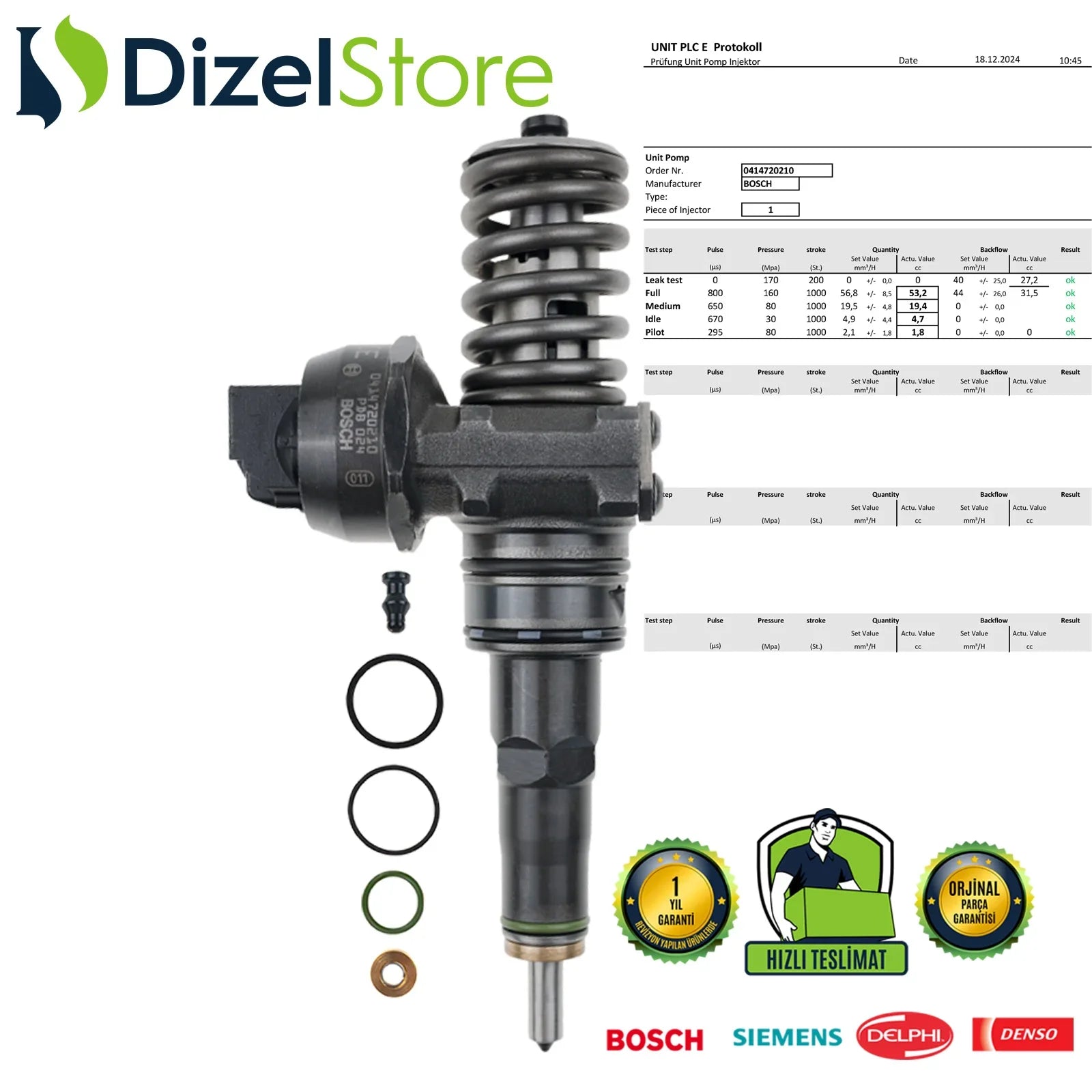 0414720210 BOSCH POMPA NOZULU ÜNİTESİ PDE VW CALİFORNİA MULTİVAN TOUAREG TRANSPORTER 2.5 TDI 07Z130073F - Dizel Store