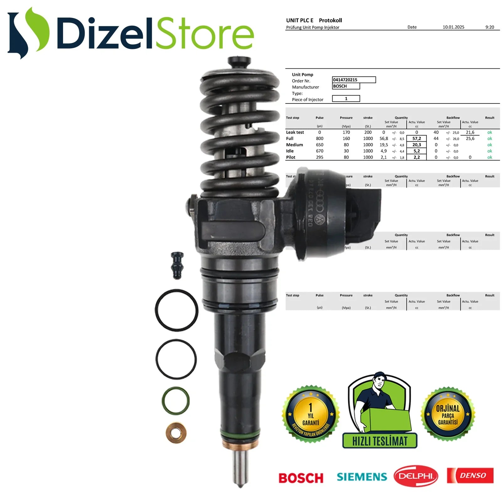 0414720215 BOSCH POMPA NOZULU ÜNİTESİ PDE AUDİ SEAT ALTEA SKODA FABİA 1.4 TDI 038130073AG - Dizel Store