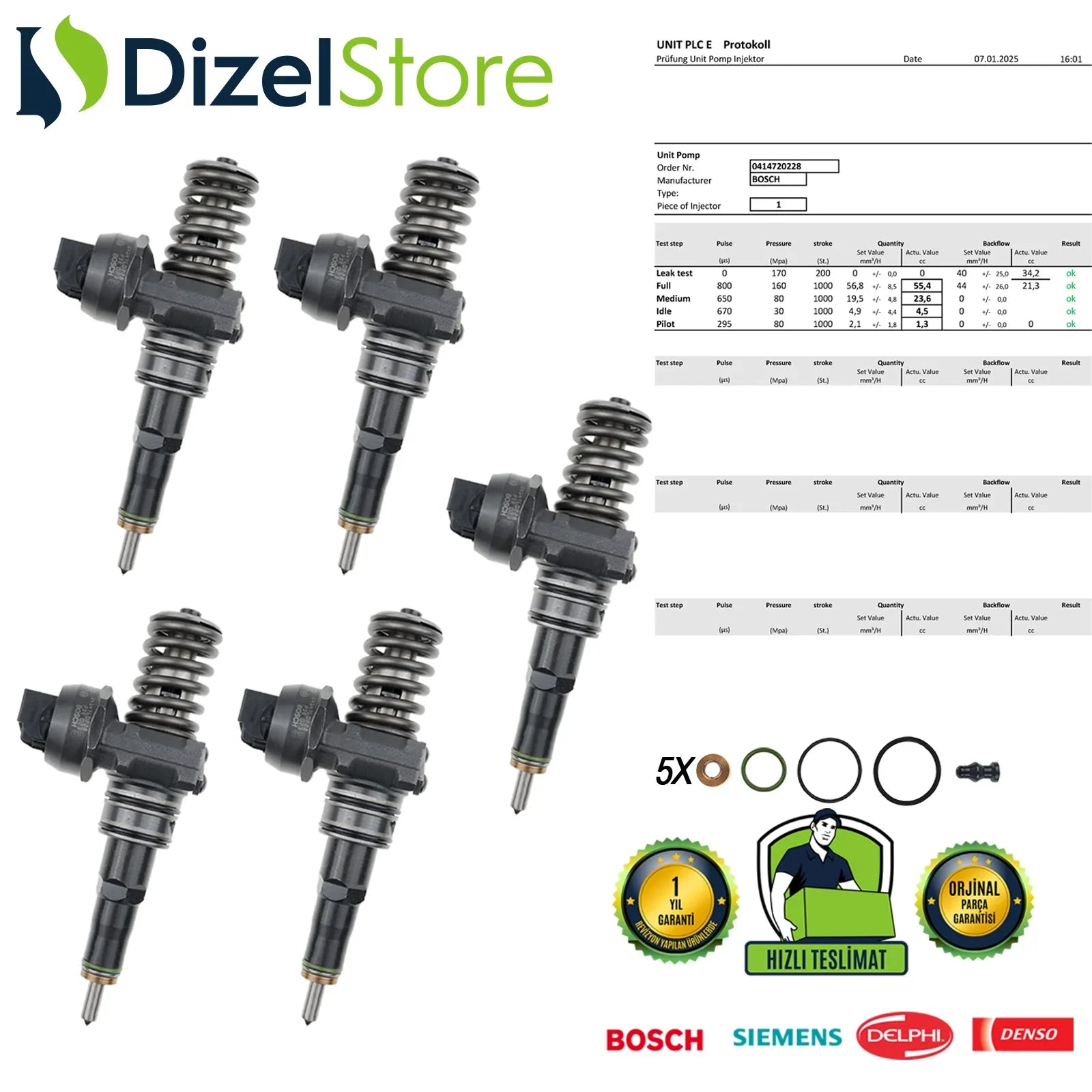 5X 0414720228 BOSCH POMPA NOZULU ÜNİTESİ PDE CALİFORNİA TRANSPORTER 2.5 TDI 038130073N - Dizel Store