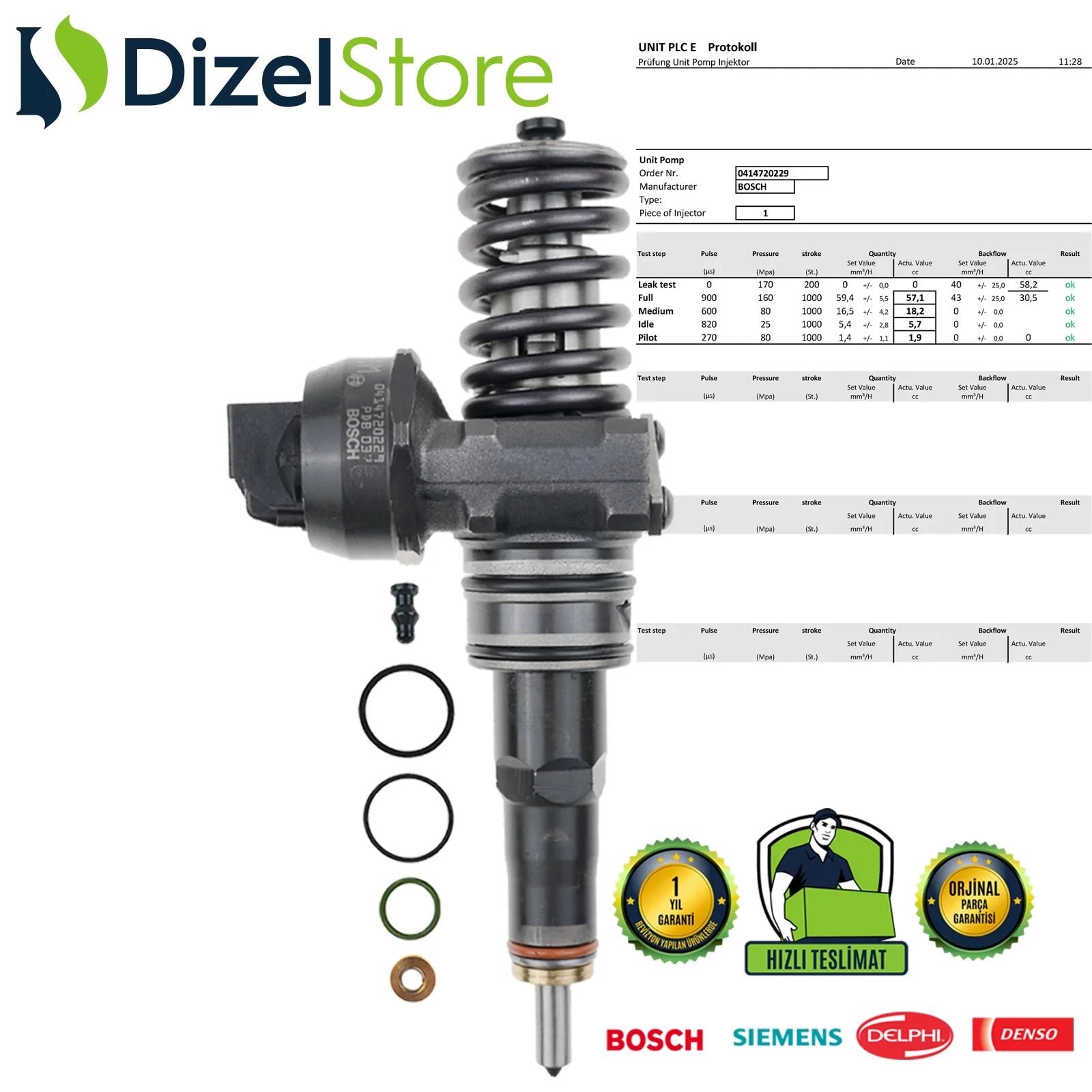 0414720229 BOSCH POMPA NOZULU ÜNİTESİ PDE A4 SEAT ALHAMBRA SKODA SUPERB VW SHARAN 2.0 TDI 038130073BJ - Dizel Store