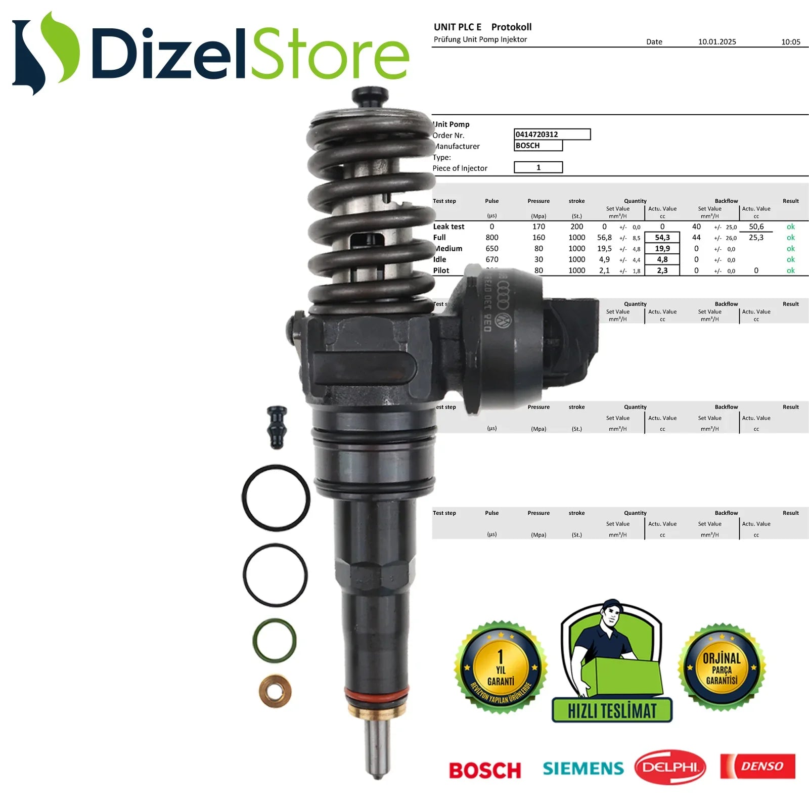 0414720312 BOSCH POMPA NOZULU ÜNİTESİ PDE AUDİ VW SEAT SKODA OCTAVİA SUPERB 2.0 TDI 038130073BQ - Dizel Store