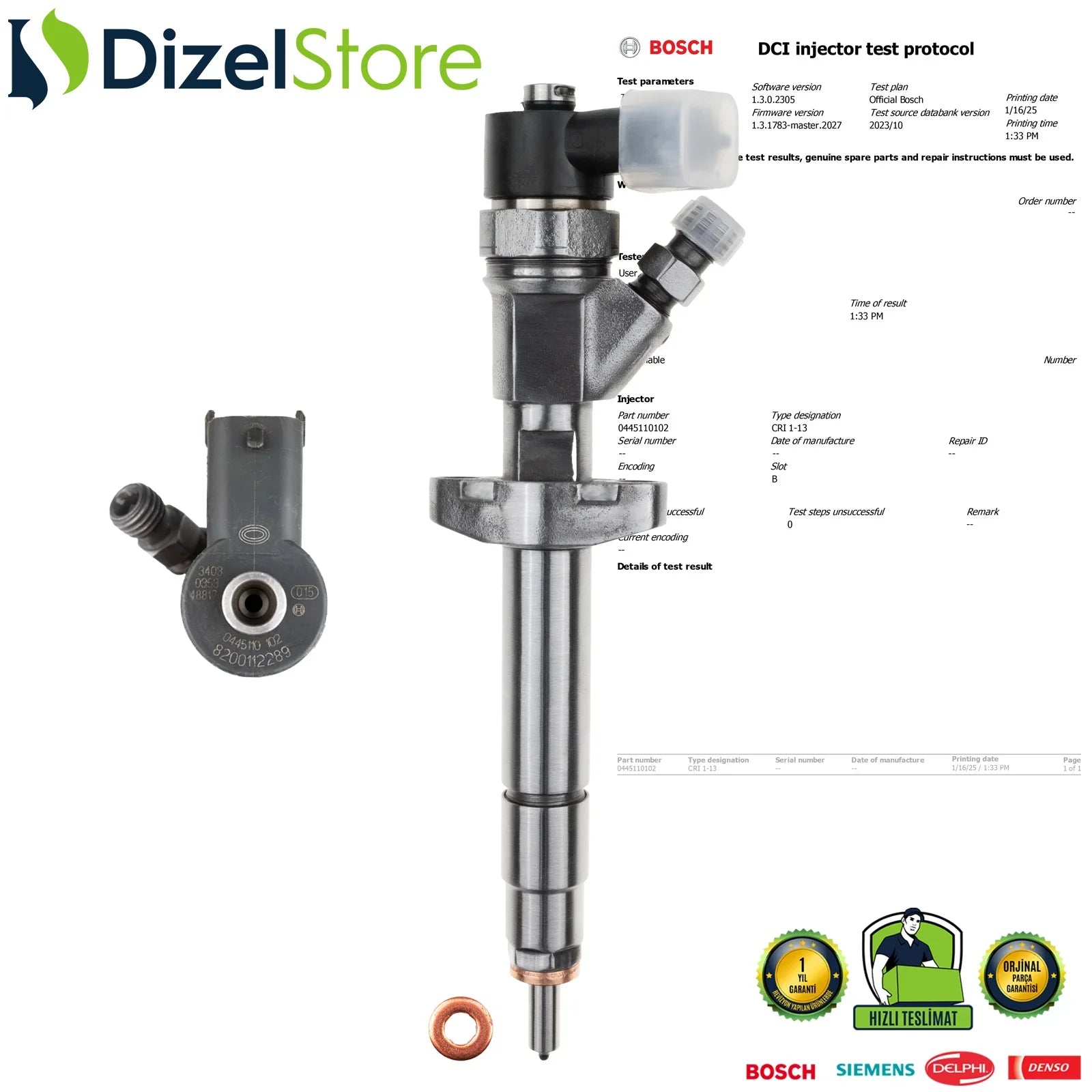 0445110102 Bosch Enjektör Nissan Opel Renault Master II 2.2 DCI 8200112289 - Dizel Store