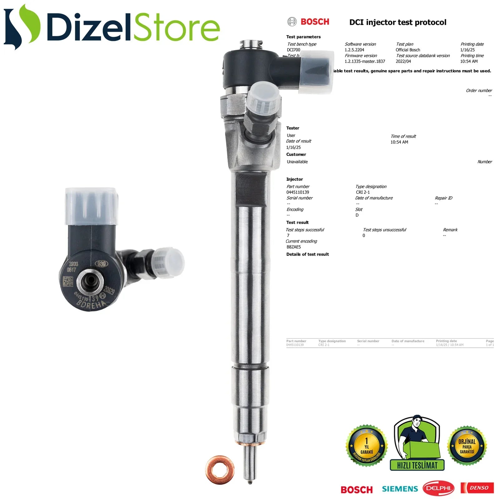 0445110139 Bosch Enjektör Mercedes-Benz Viano 2.0 CDI A6460700287 - Dizel Store