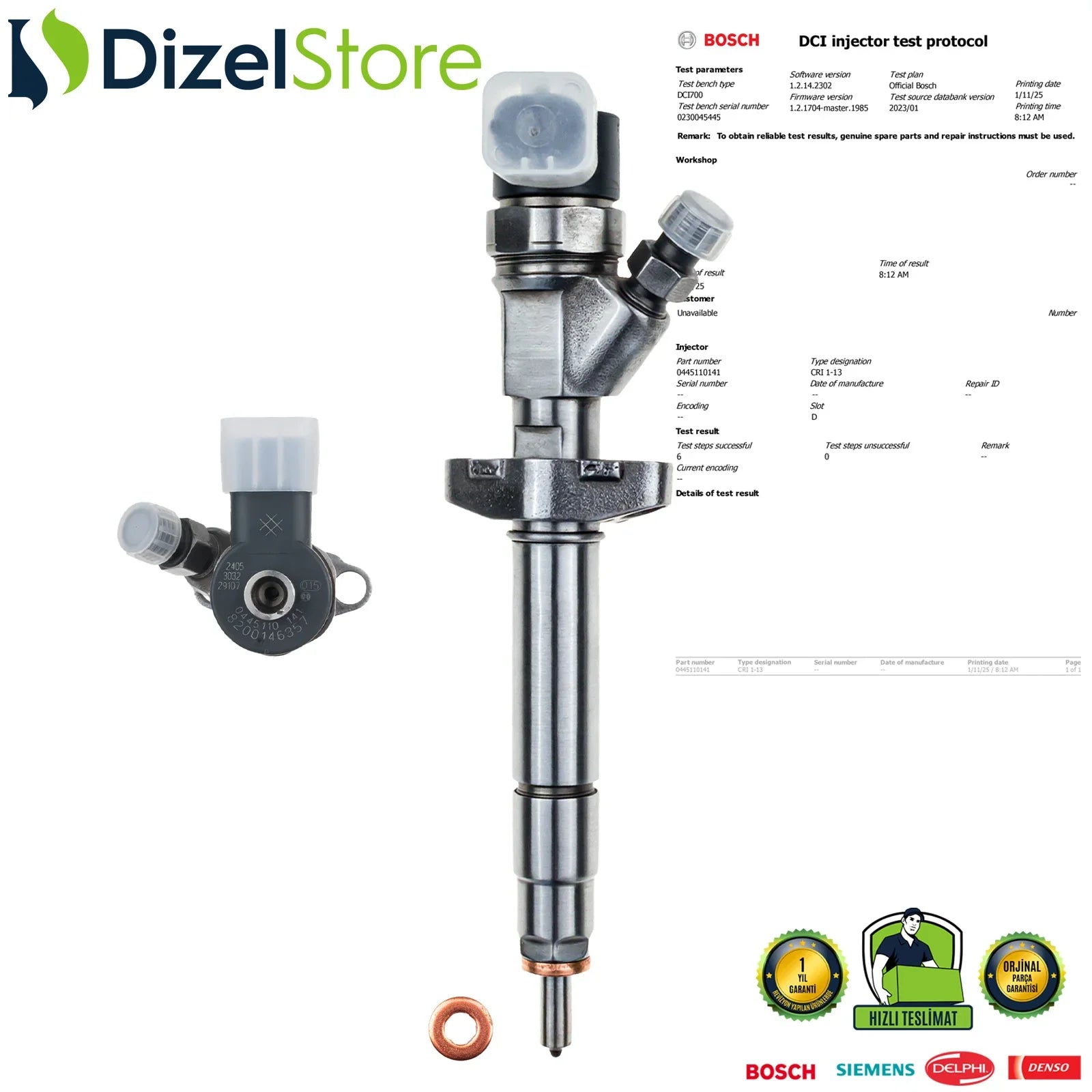 0445110141 Bosch Enjektör Nissan Opel Renault Master 2.5 dCi 8200146357 - Dizel Store