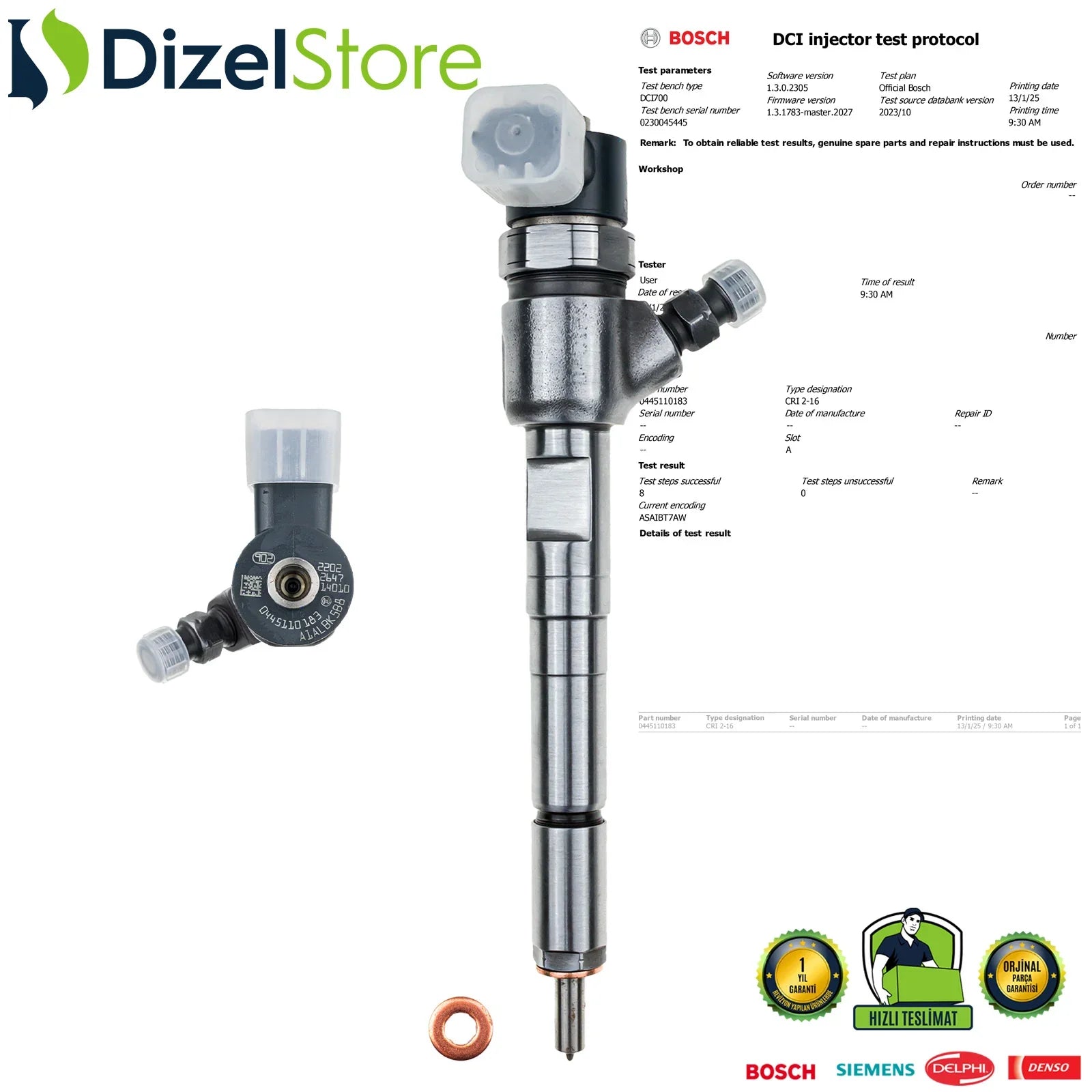 0445110183 Bosch Enjektör Lancia Fiat Opel Astra 1.3 CDTI 55197875 - Dizel Store