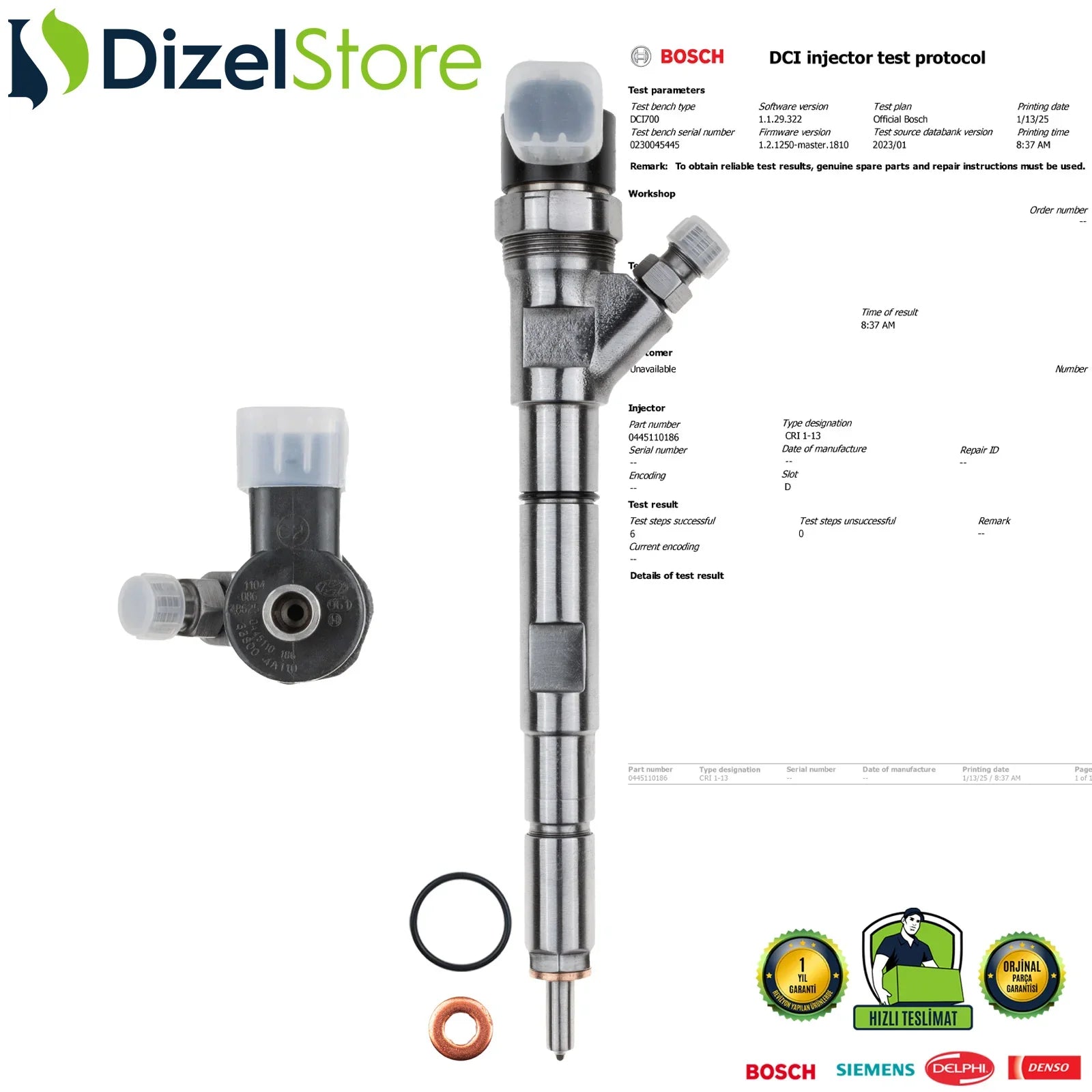 0445110186 Bosch Enjektör Hyundai Kia Sorento 2.5 CRDi 33800-4A100 - Dizel Store