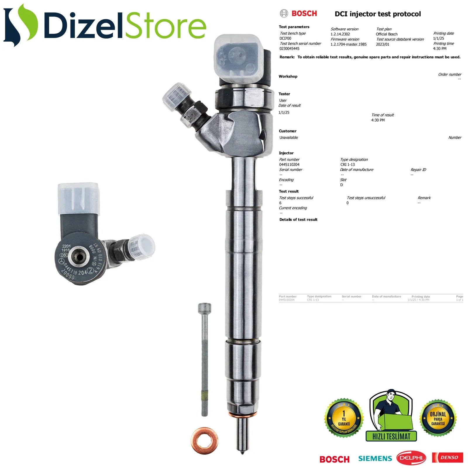 0445110204 Bosch Enjektör Jeep Mercedes-Benz Sprinter 208 211 216 A6120700087 - Dizel Store