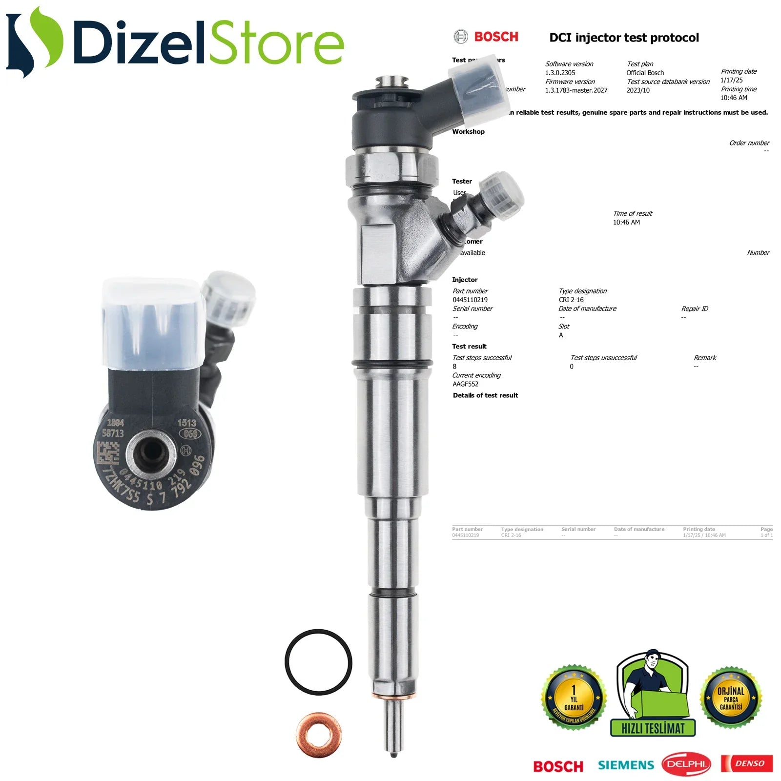 0445110219 13 53 7 792 096 Bosch Enjektör BMW 5 E60 E61 535 d - Dizel Store