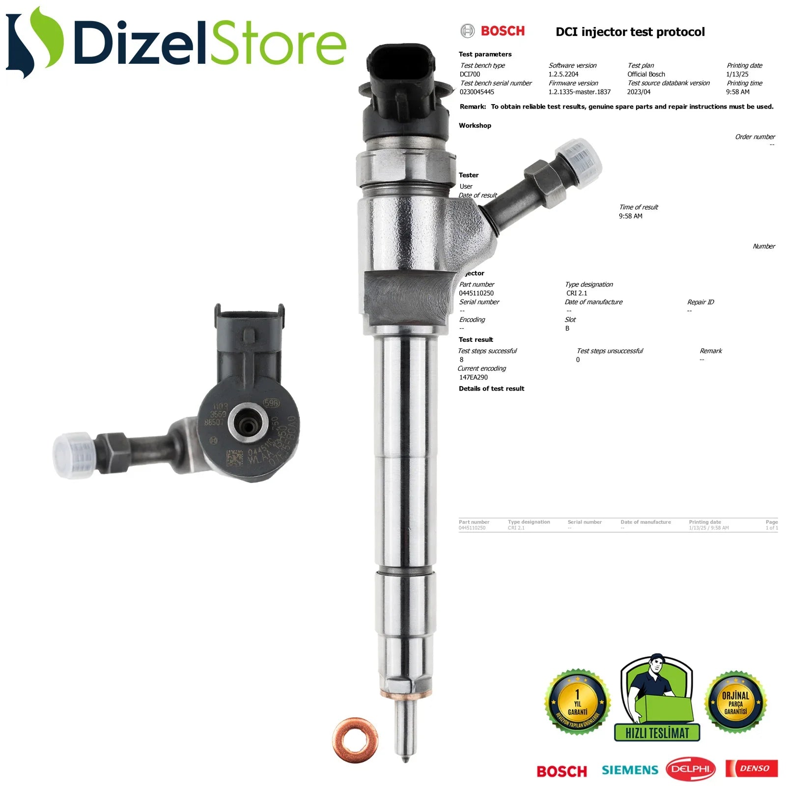 0445110250 Bosch Enjektör Ford Ranger Mazda Bt 50 WLAA13H50 - Dizel Store