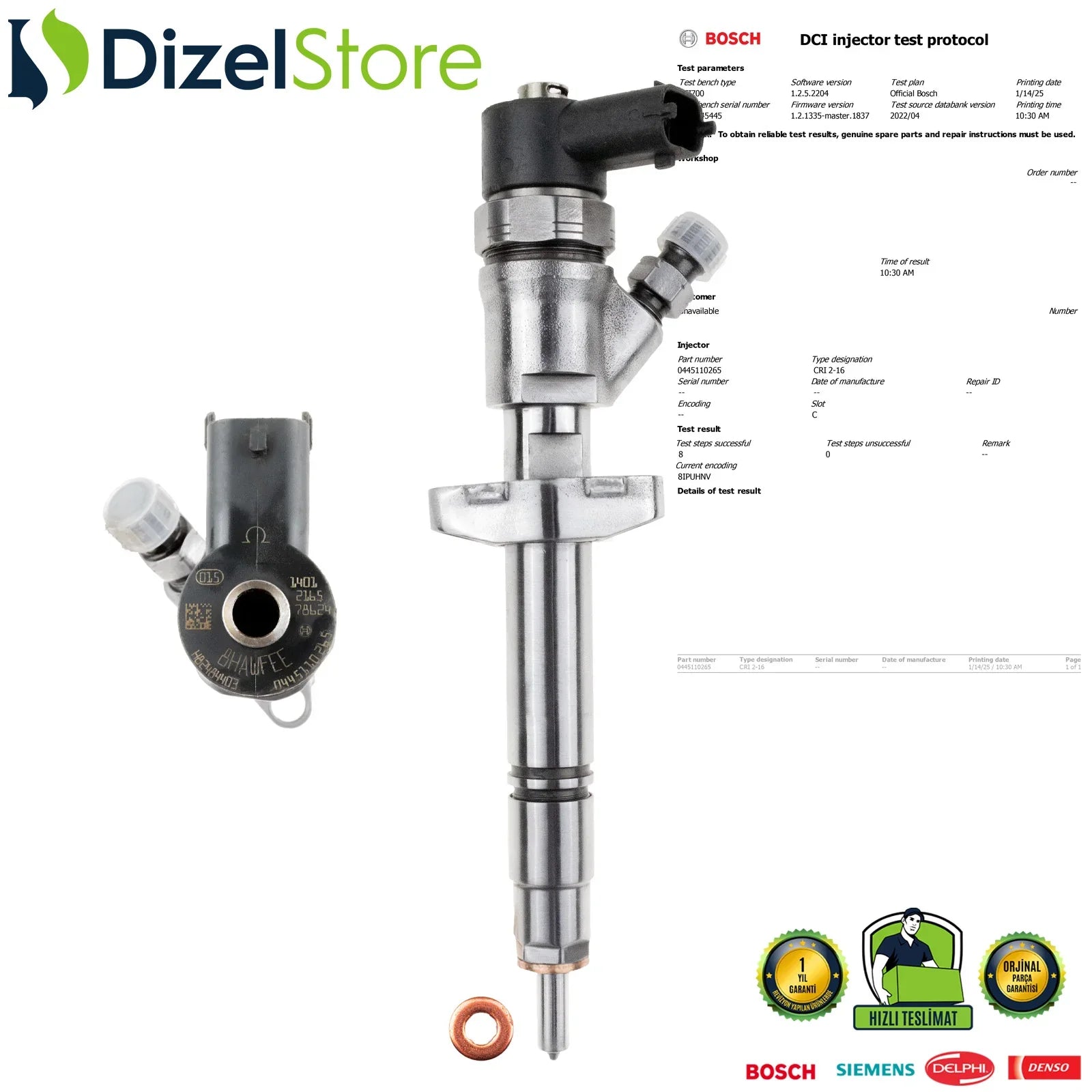 0445110265 Bosch Enjektör Nissan Opel Renault Master Trafic 2.5 dCi 0986435170 - Dizel Store