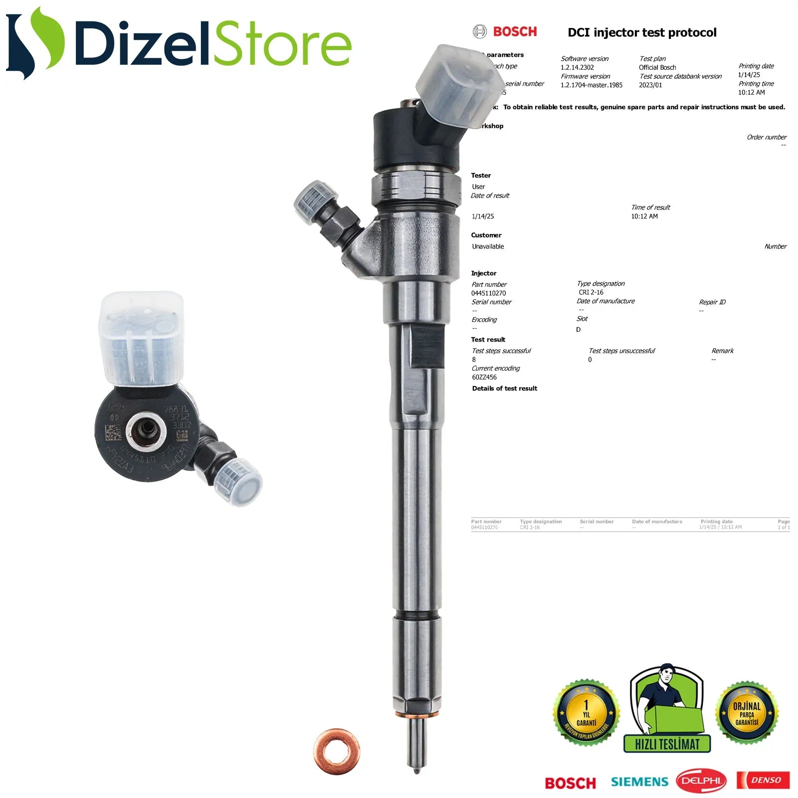 0445110270 Bosch Enjektör Opel Chevrolet Captiva 2.0 D 96440397 - Dizel Store