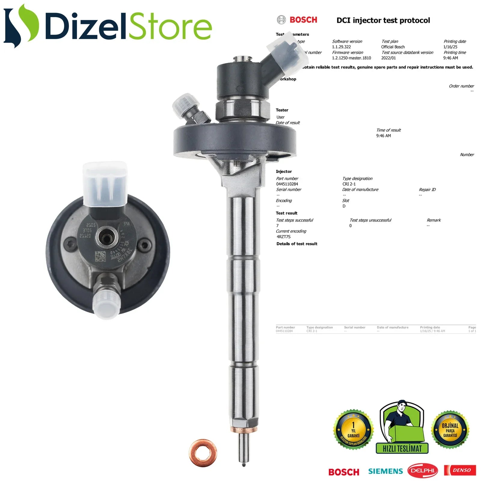 0445110284 Bosch Enjektör NISSAN TK 55 / 3.0 d - Dizel Store