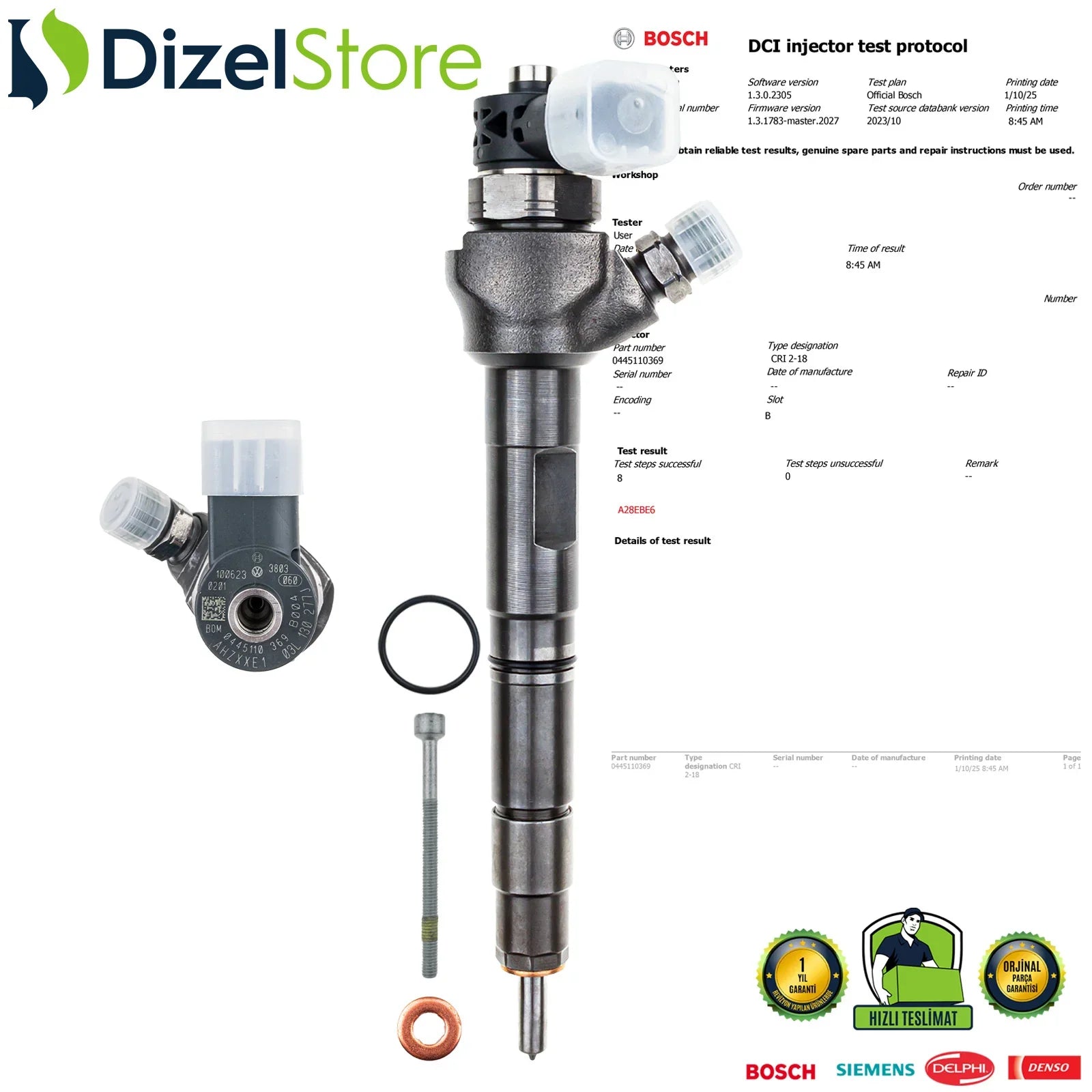 0445110369 Bosch Enjektör Audi Seat Skoda VW Passat 2.0 TDI 03L130277J - Dizel Store