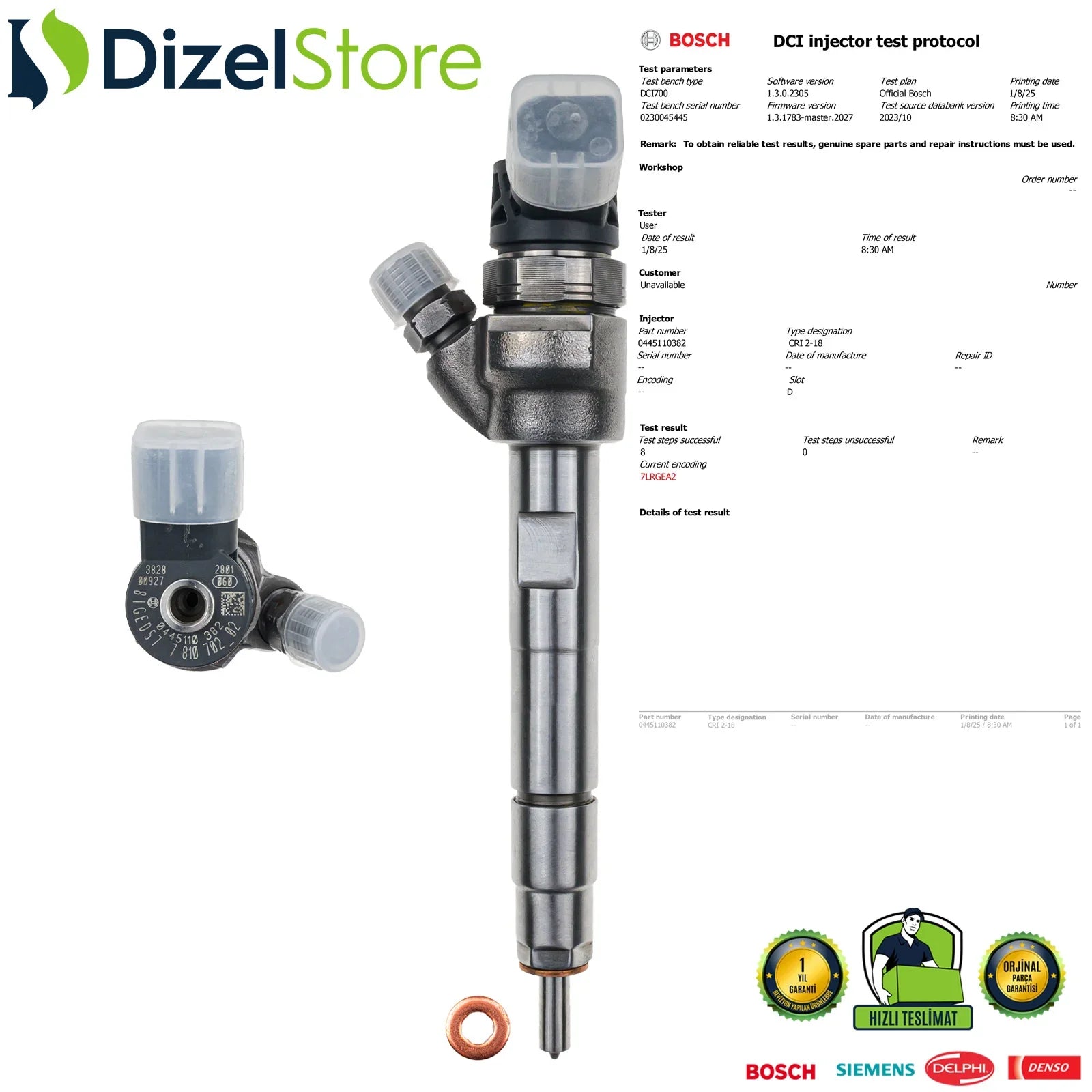 0445110382-0445110478 Bosch Enjektör BMW E90 F30 F36 F20 120d 320d 330d 520d 13 53 7 810 702 - Dizel Store