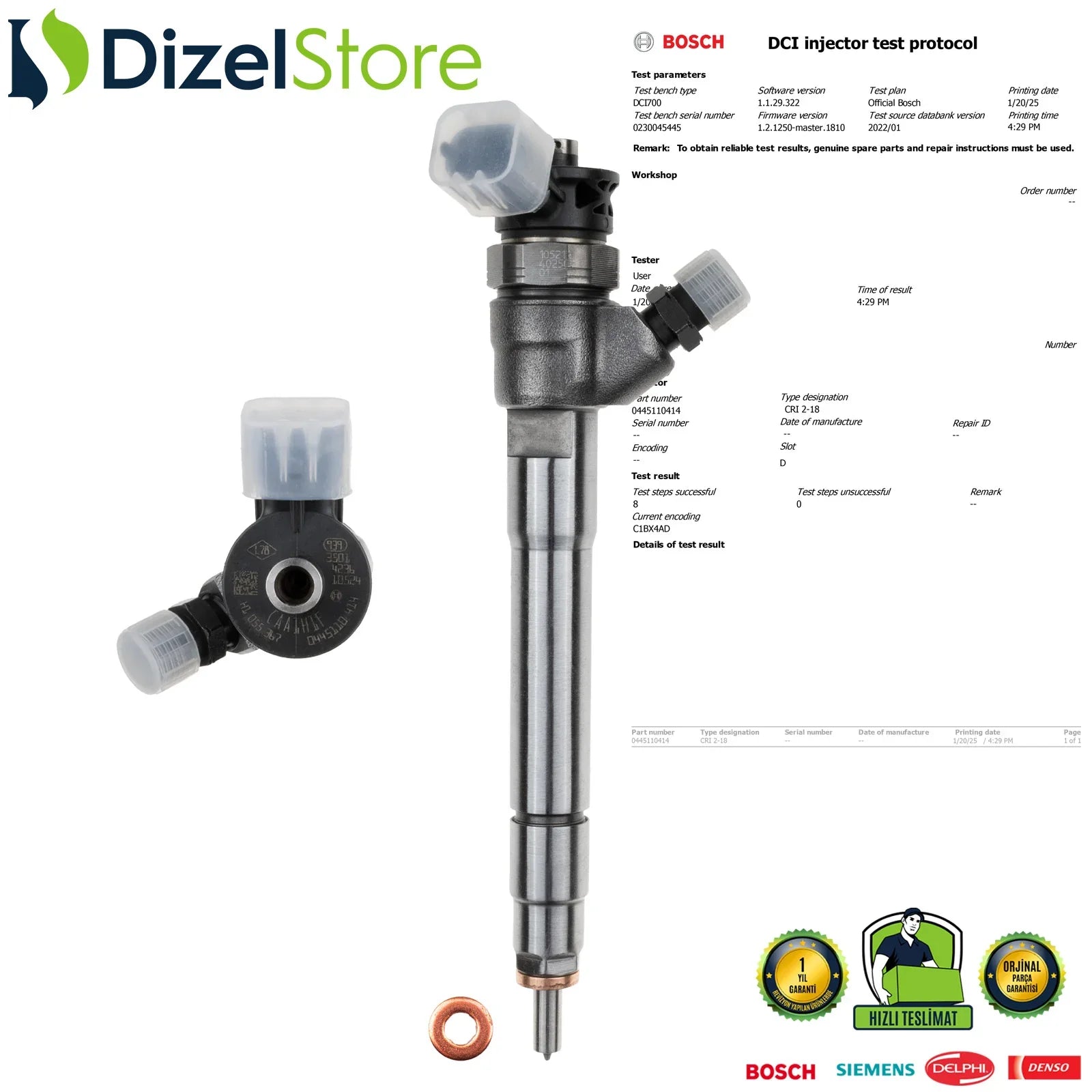 0445110414 Bosch Enjektör Nissan Opel Renault Scenic Trafic 1660000Q1U - Dizel Store