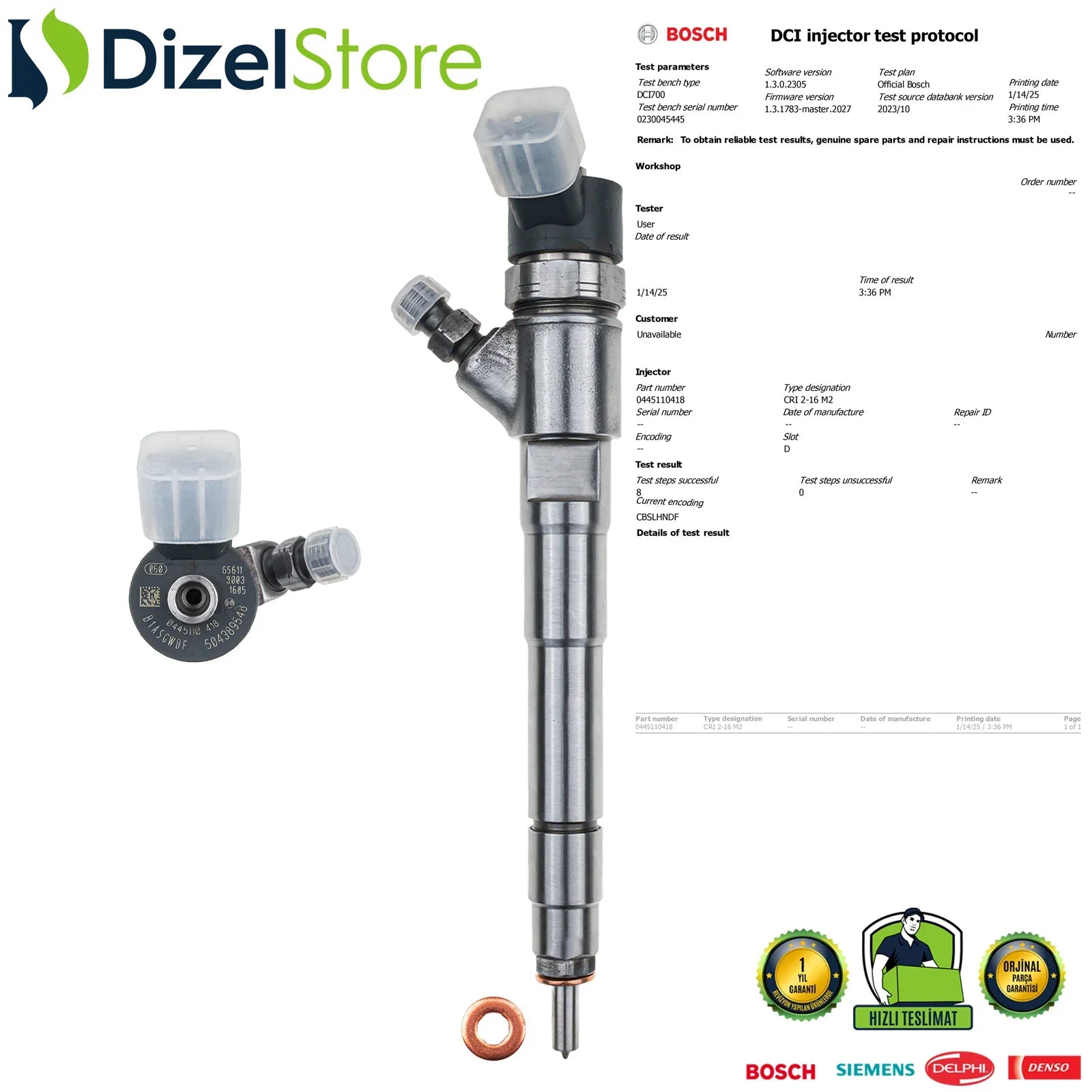 0445110418 Bosch Enjektör Fiat Ducato 2.3 D Iveco Daily 504389548 - Dizel Store