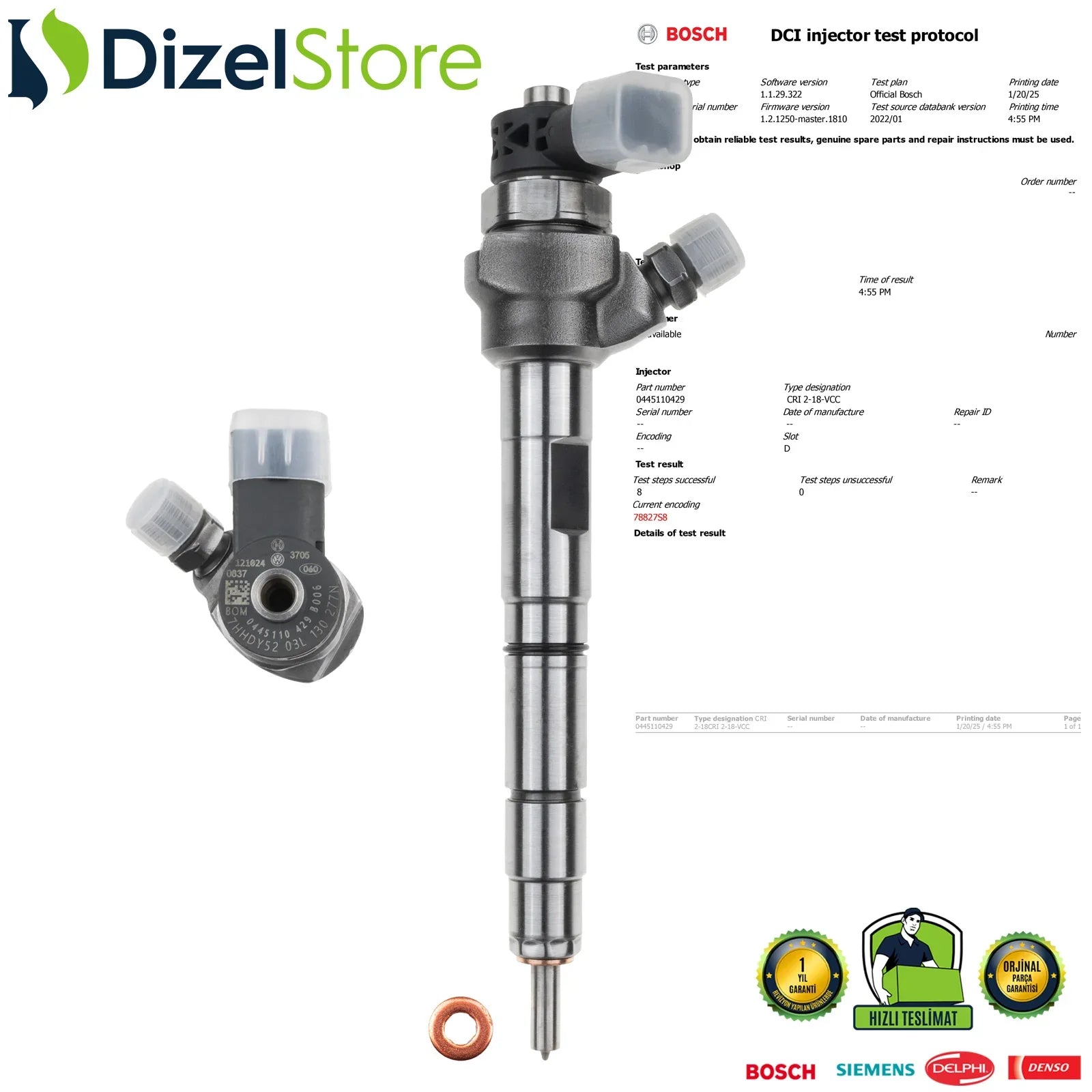 0445110429 03L130277N Bosch Enjektör Audi A3 VW Passat 2.0 TDI 03L130277R - Dizel Store