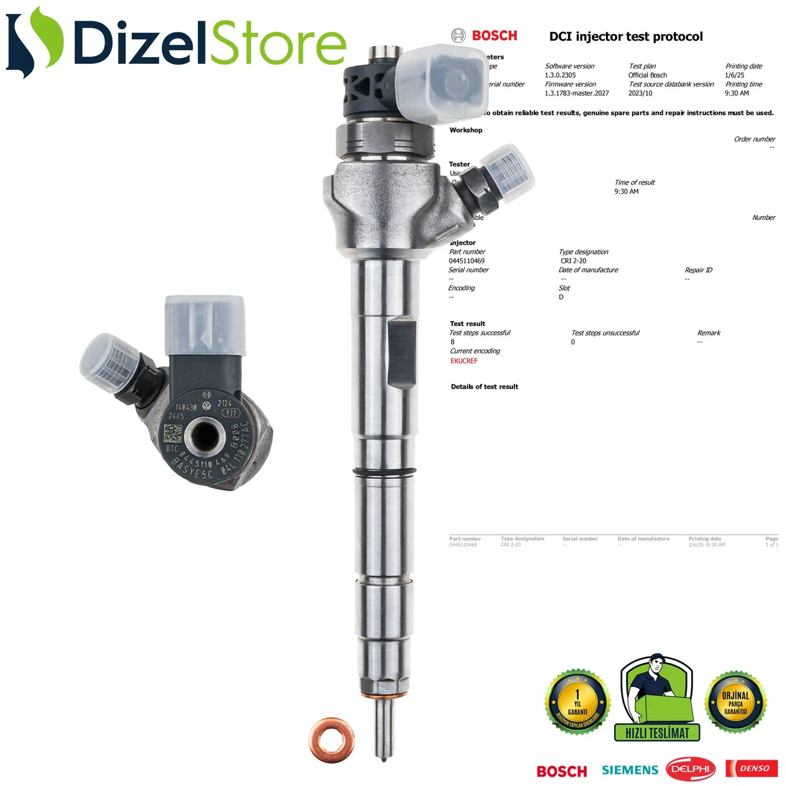 0445110469 Bosch Enjektör Audi A3 Seat Alhambra VW Caddy 2.0 TDI 04L130277AC - Dizel Store