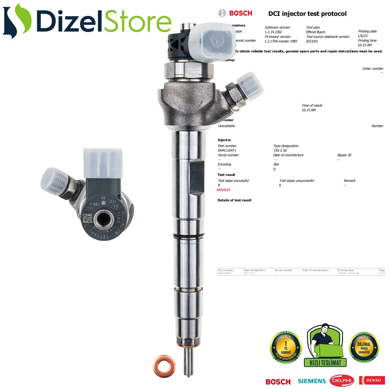 0445110471 Bosch Enjektör Audi A3 A4 A5 2.0 TDI 04L130277AE - Dizel Store