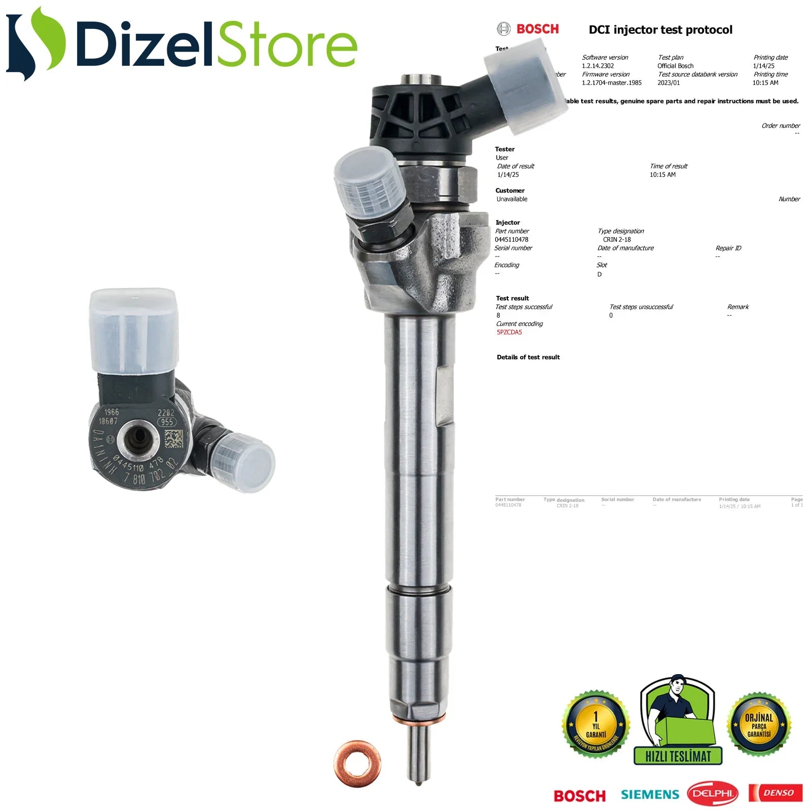 0445110478 Bosch Enjektör BMW E90 F30 F36 F20 120d 320d 330d 520d 13537810702 - Dizel Store