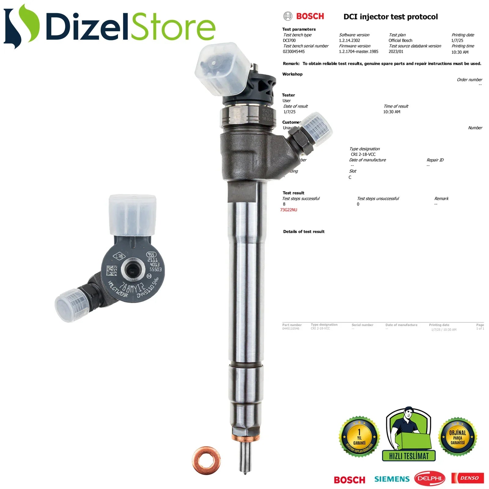 0445110546 166007885R Bosch Enjektör Nissan Renault Talisman Trafic 1.6 dCi 0986435273 - Dizel Store
