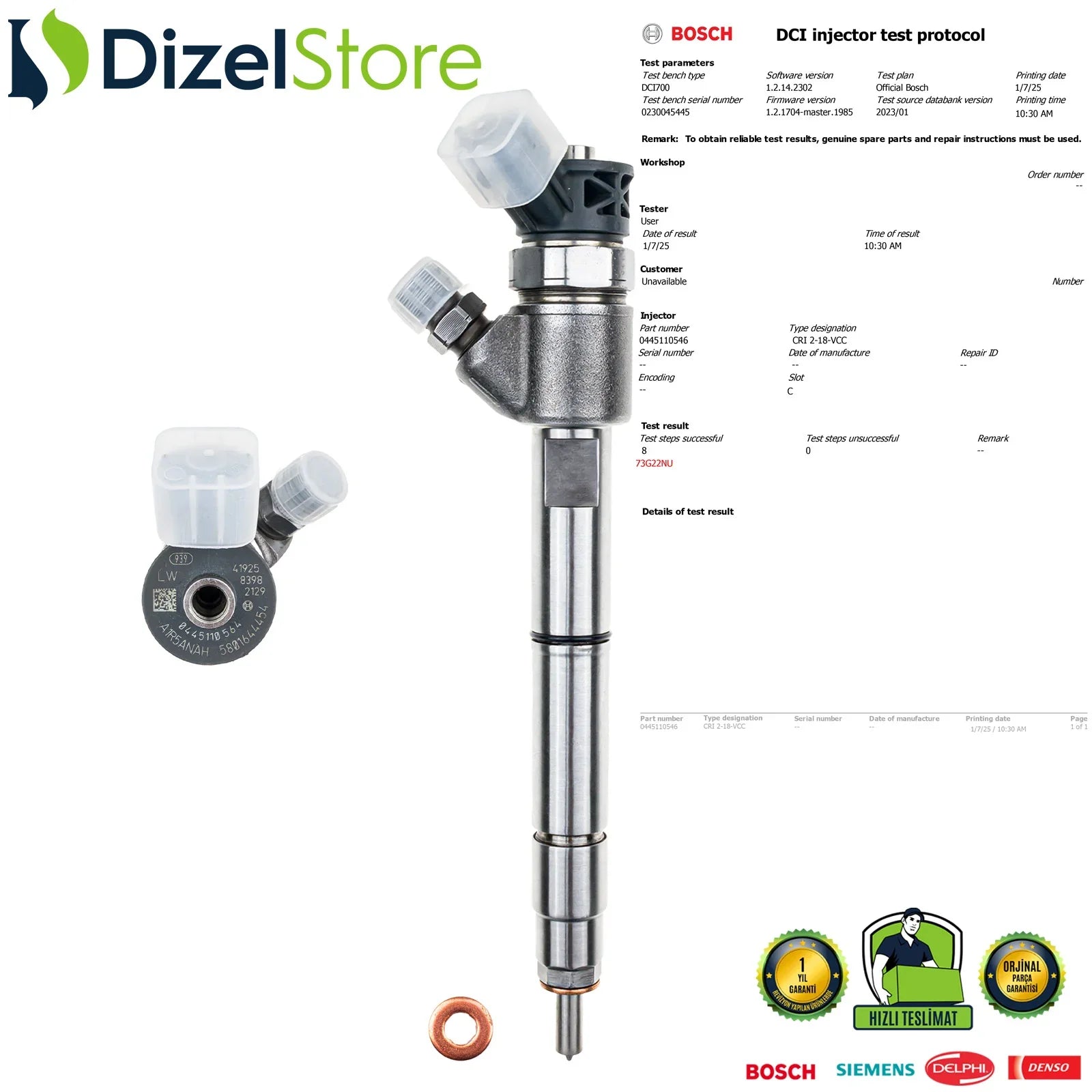 0445110564 Bosch Enjektör Iveco Daily 35C21 - 42S21 Otobüs 5801644454 - Dizel Store