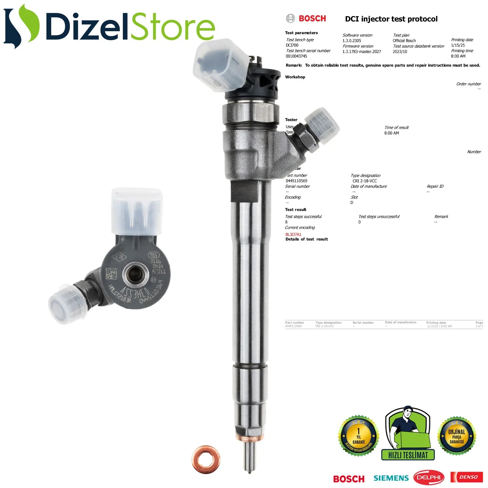 0445110569 Bosch Enjektör Fiat Talento Opel Vivaro Renault Trafic 1.6 dCi 166000804R - Dizel Store