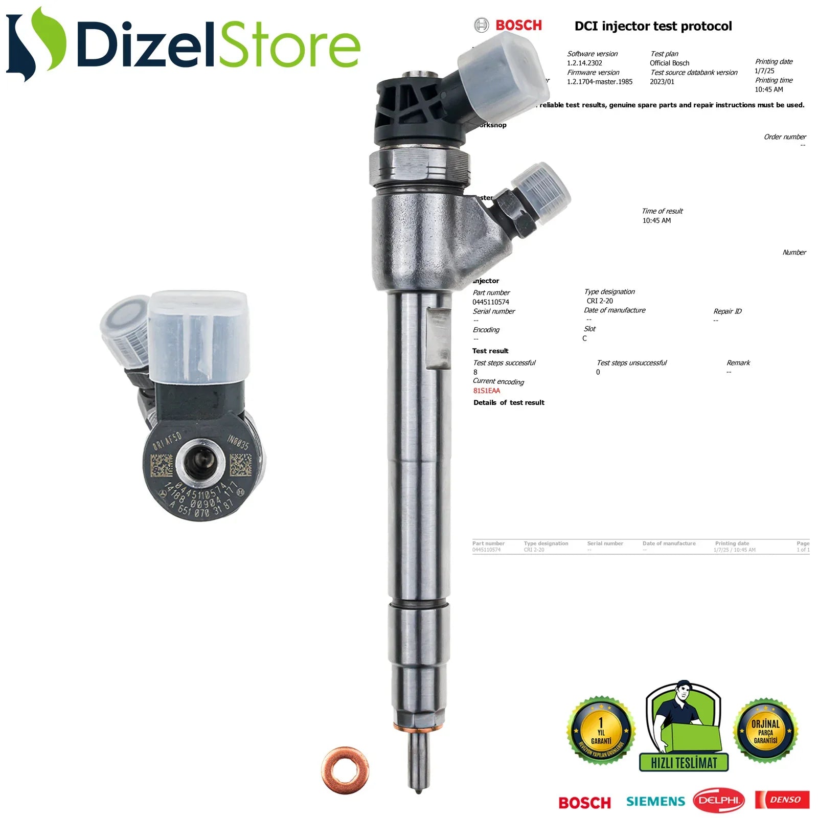 0445110574 Bosch Enjektör Mercedes-Benz Marco Polo Vito 119 CDI A6510703187 - Dizel Store