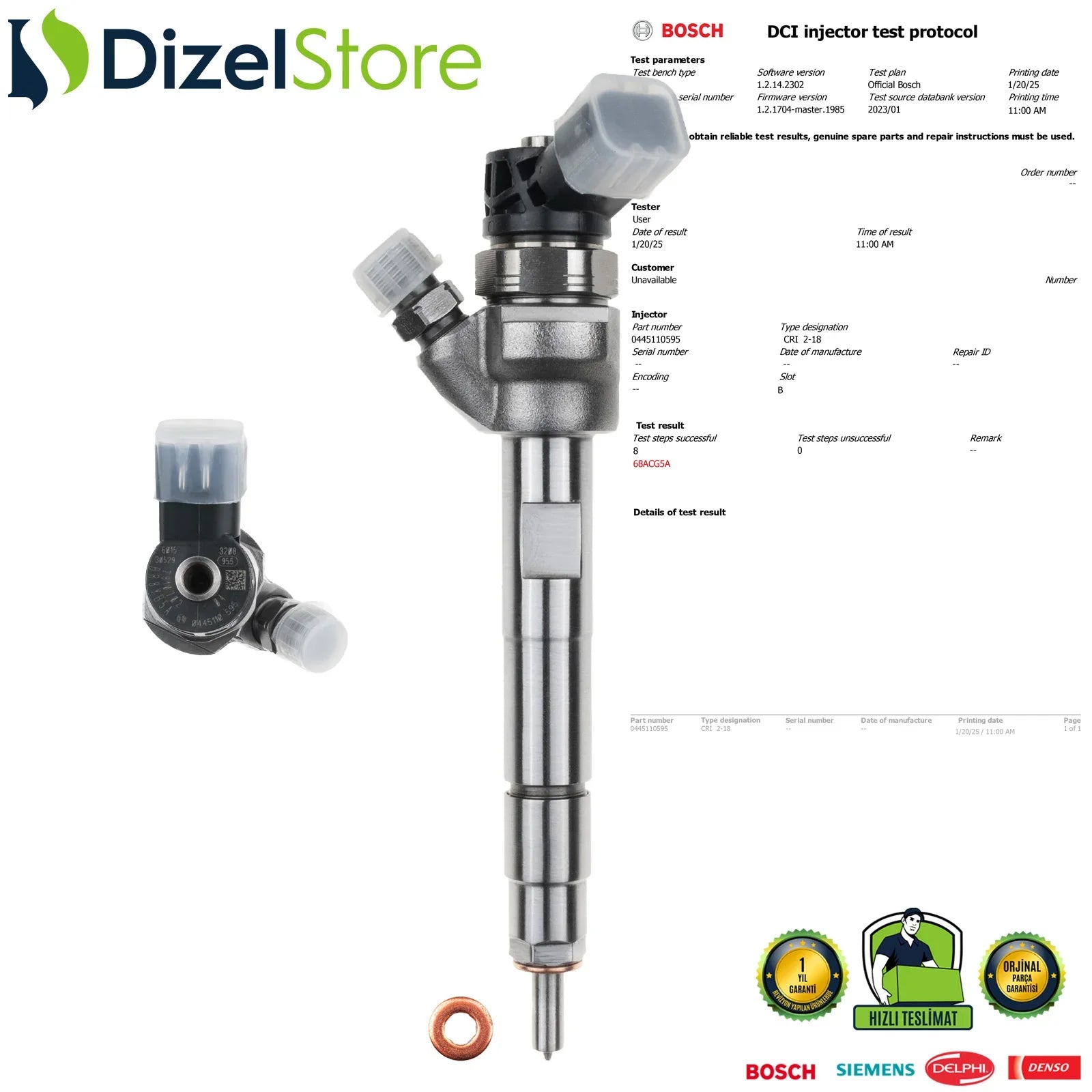 0445110595 Bosch Enjektör BMW E90 F30 F36 F20 120d 320d 330d 520d 13538576298 - Dizel Store