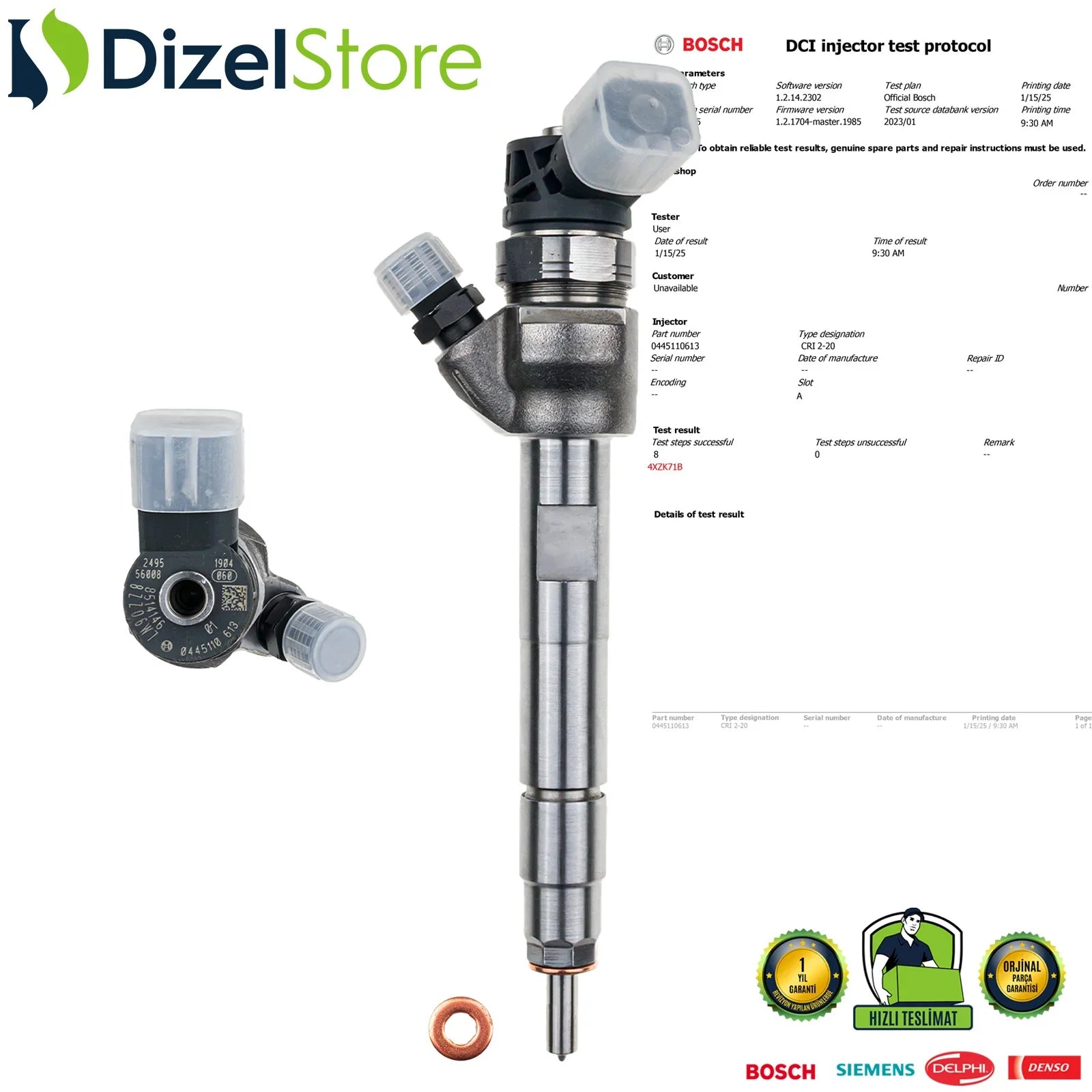 0445110613 Bosch Enjektör MINI BMW F20 F30 F36 418 d 13538514146 - Dizel Store