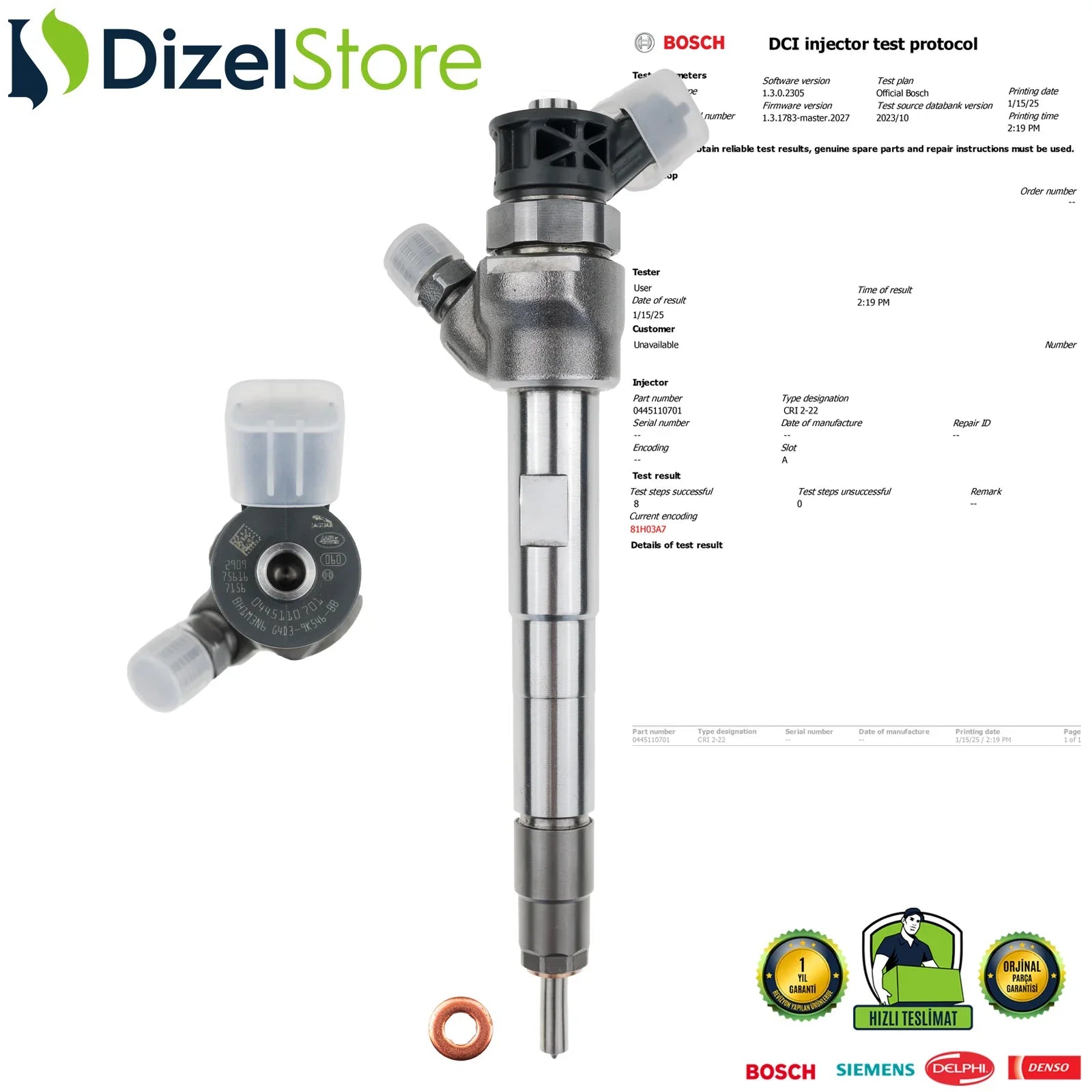 0445110701 Bosch Enjektör Jaguar Land Rover Discovery 2.0 D G4D3-9K546-BB - Dizel Store