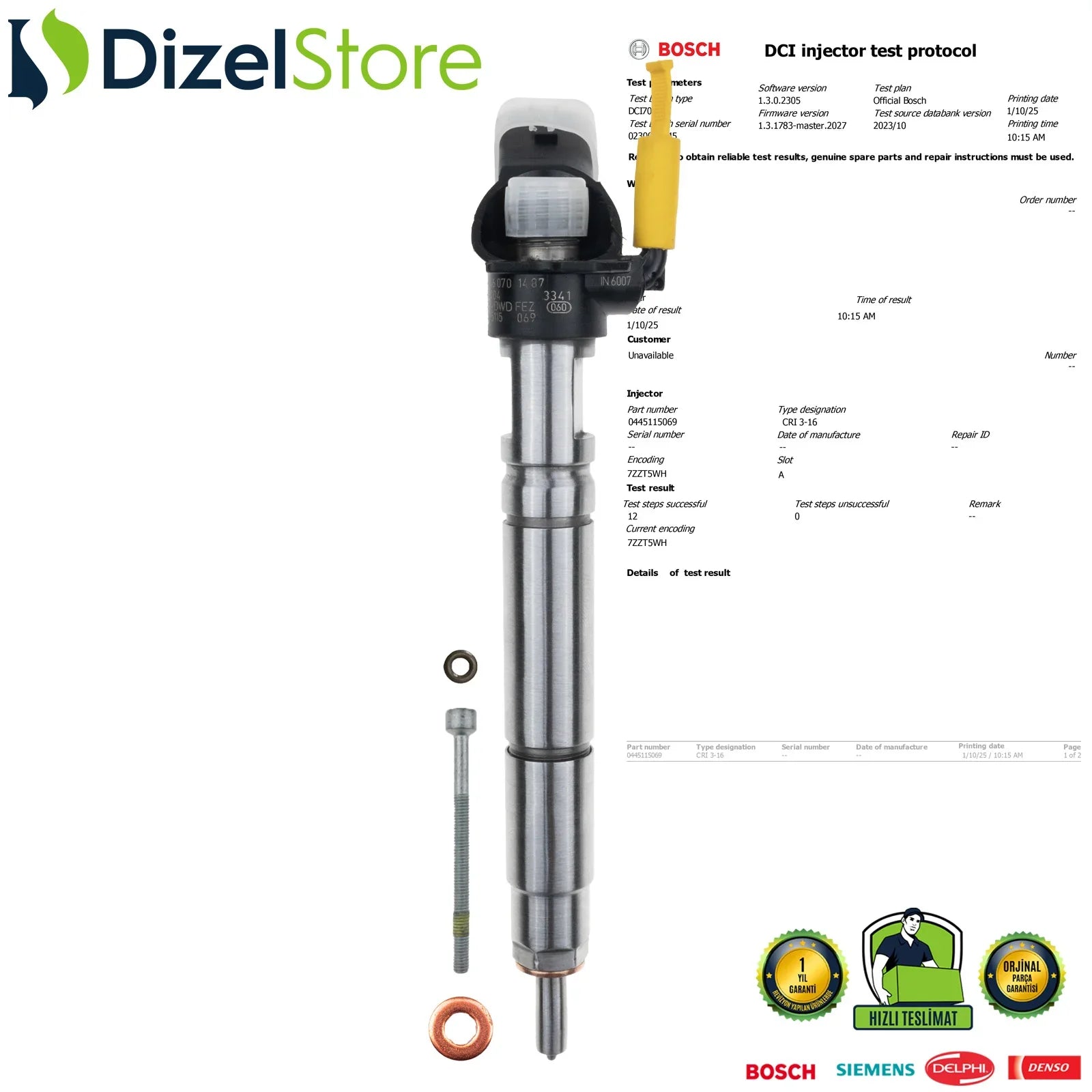 0445115069 Bosch Enjektör Mercedes-Benz 311 CDI 2.1 A6460701487 - Dizel Store