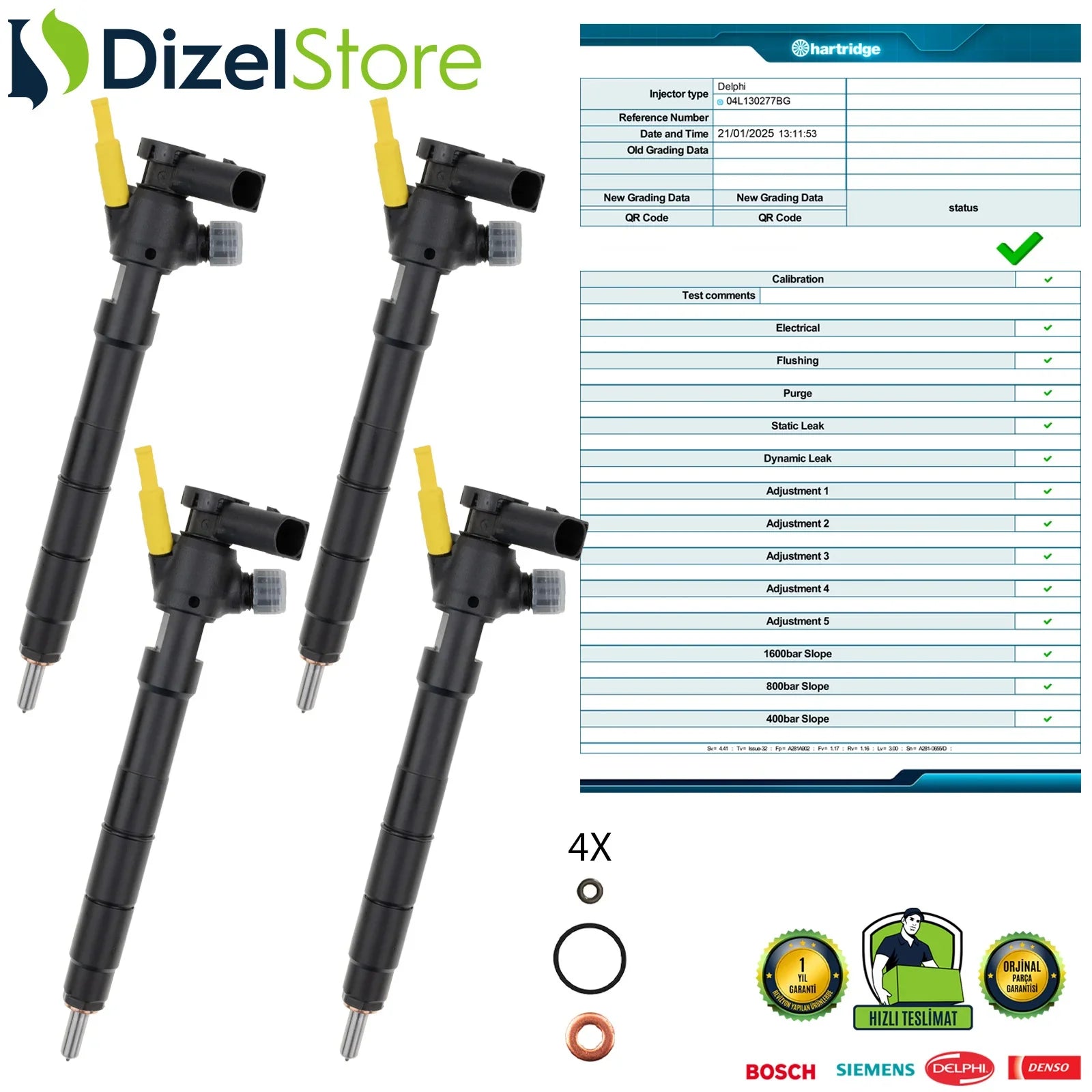 4X 04L130277BG Delphi Enjektör Man TGE VW Crafter 2.0 TDI 28654963 - Dizel Store