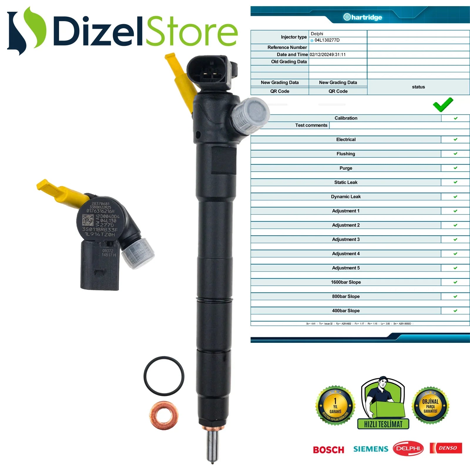 04L130277D Delphi Enjektör Seat Leon Skoda Octavia Audi A3 VW Golf 1.6 TDI 28370681 - Dizel Store