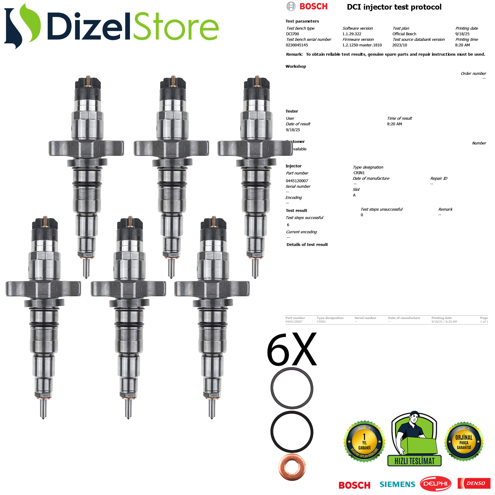 6X DAF-IVECO-EURO CARGO 5.9L-3.9L NEF 6,7L 0445120007 0986435508