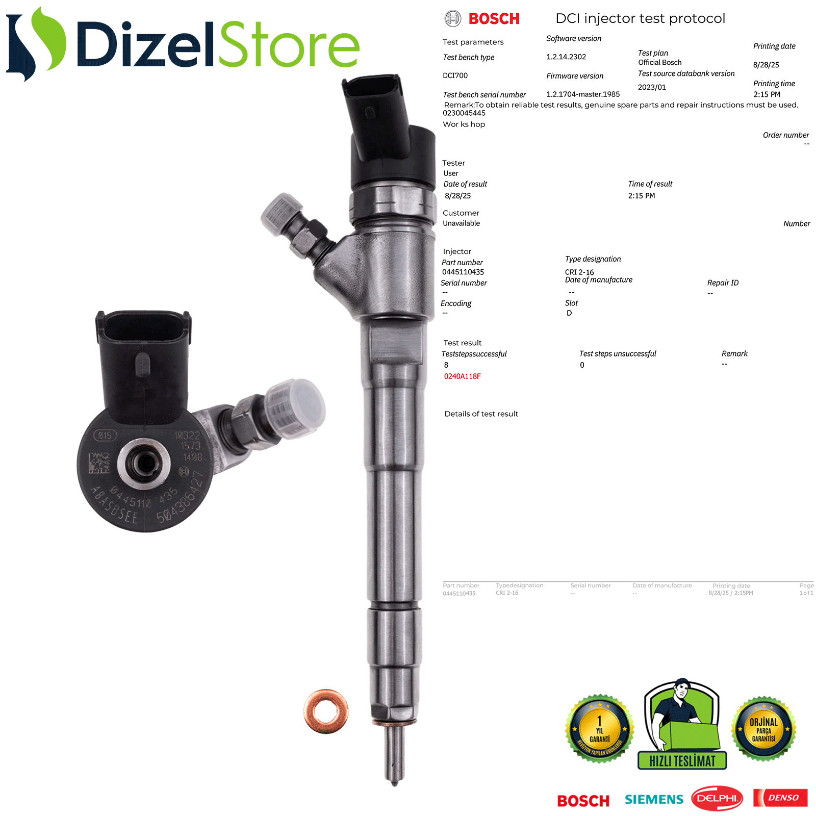 FİAT EURO 4 DUCATO 2.3L ENJEKTÖR 0445110435 0986435227