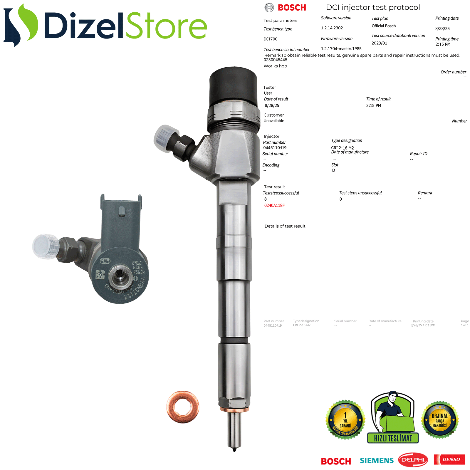 OPEL INSIGNIA A 2.0 CDTI BOSCH ENJEKTÖR 0445110423 0986435237