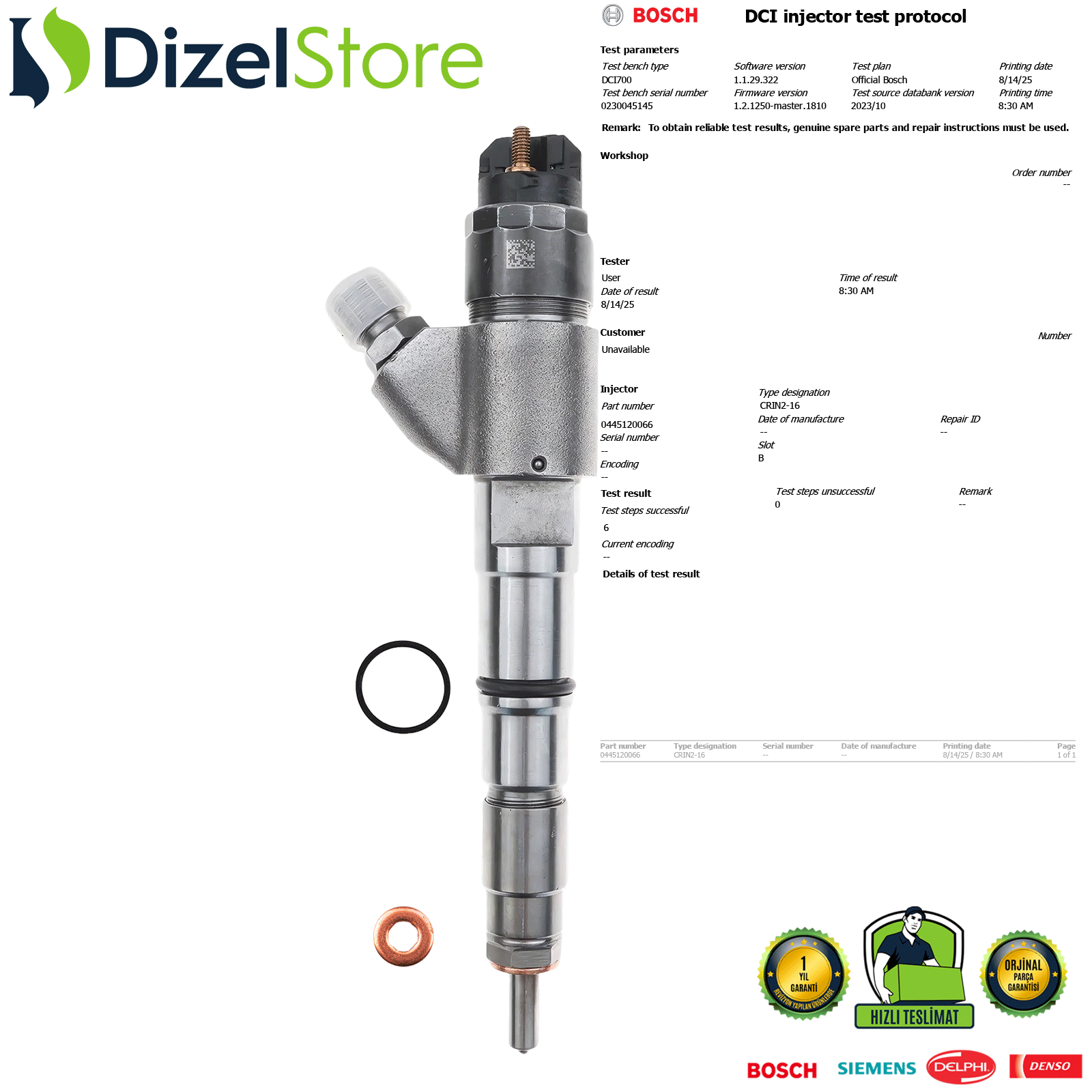 VOLVO PENTA BOSCH 0445120066 20798114