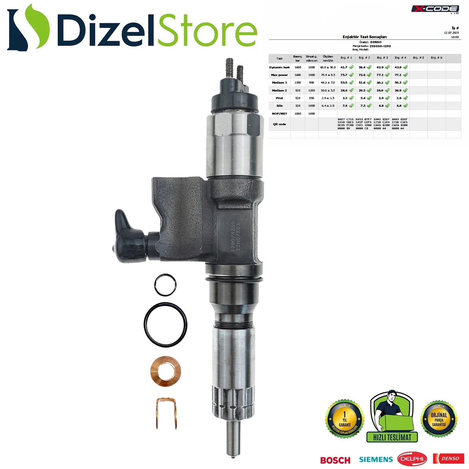 ISUZU NPR/TURKUAZ/NOVA 4HK1 5.2L MOTOR EURO 6 ISUZU DENSO ENJEKTÖR 295050-1290/4350