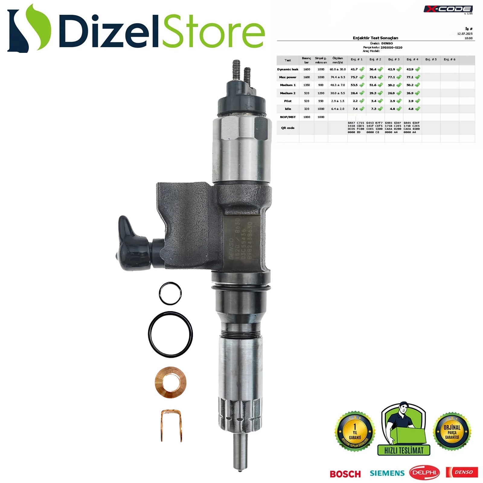 ISUZU 295050-1520/1521/8631 6HK1 - 4HK1 7.8L MOTOR DENSO ENJEKTÖR