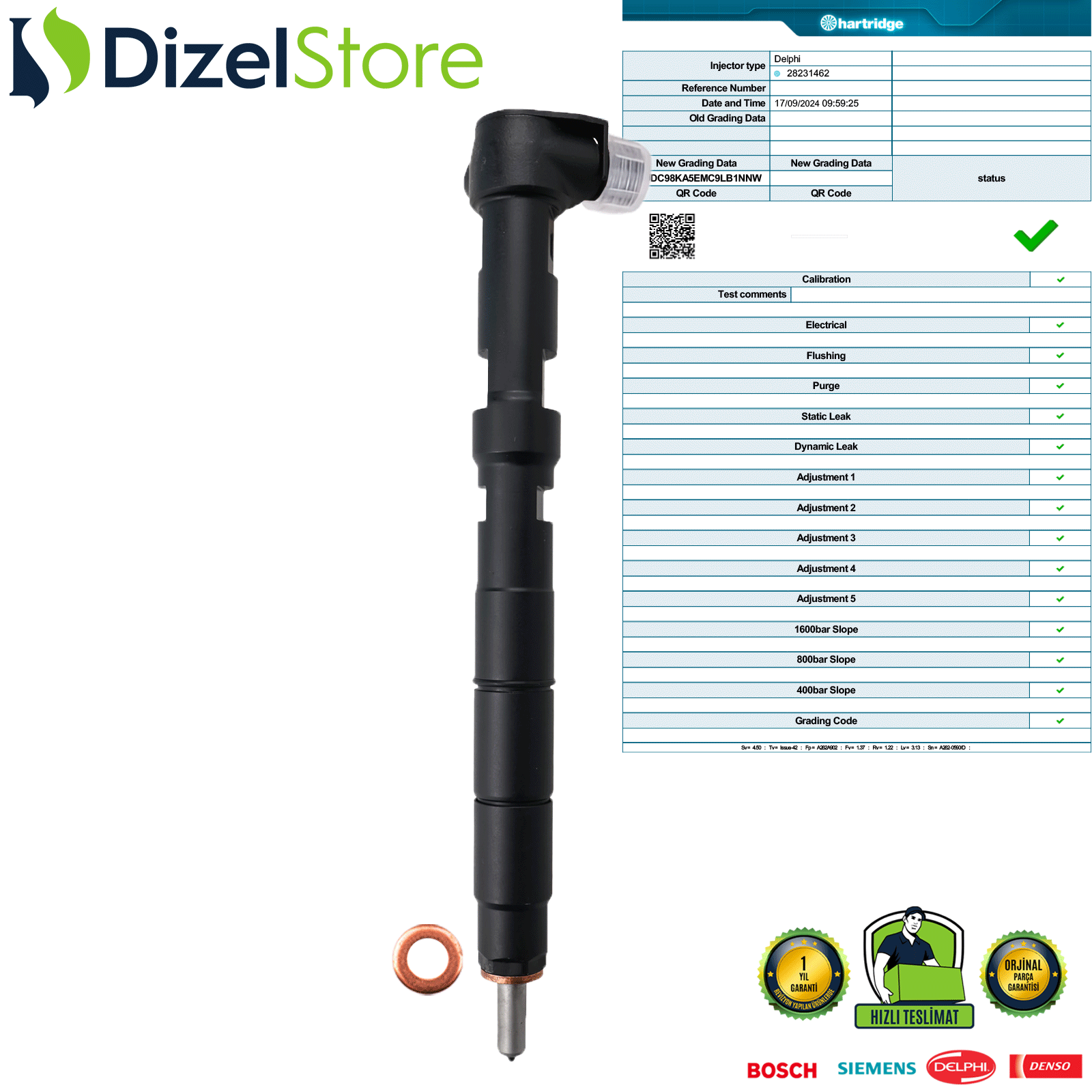 28231462 DELPHİ ENJEKTÖR SEAT IBIZA IV SKODA FABİA VW 1.2 TDI 03P130277