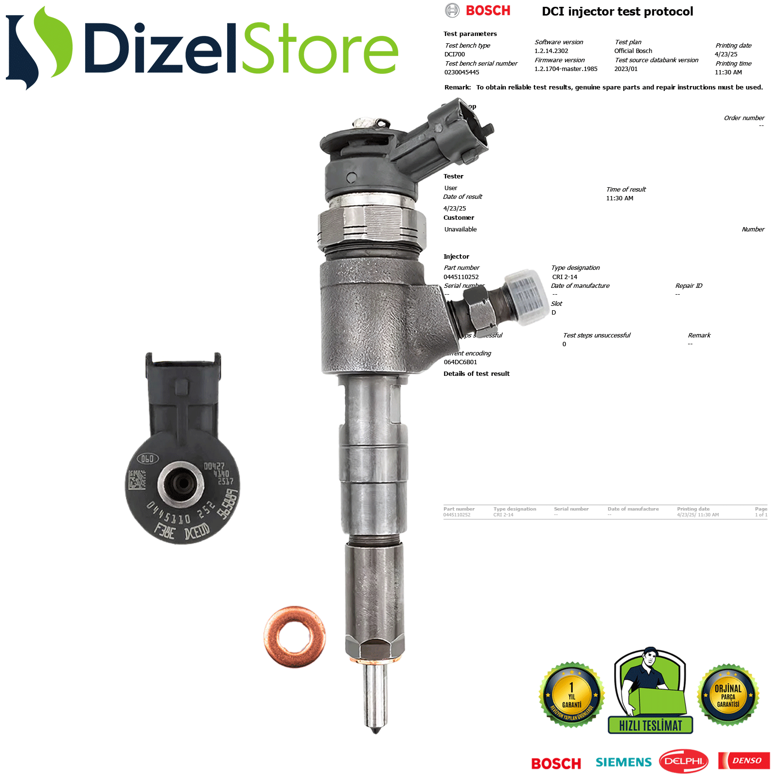 CITROËN NEMO C3 1.4 HDi 0445110252 0986435143