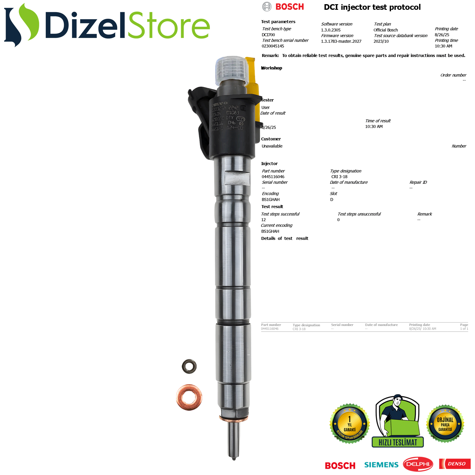 VOLVO C30 C70 2.0 D3 D4 BOSCH 0445116046 0986435424