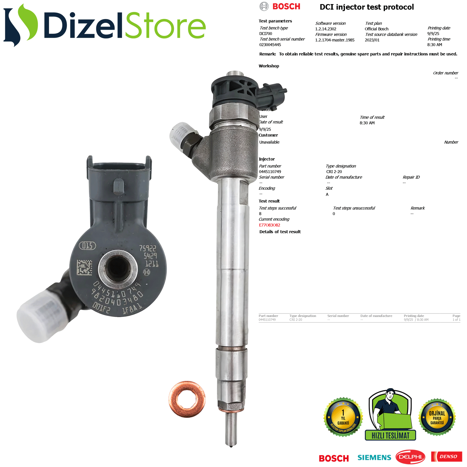 PEUGEOT CITRÖEN 1.5hdi BlueHdi EURO6 0445110749 JX6Q9F593AA