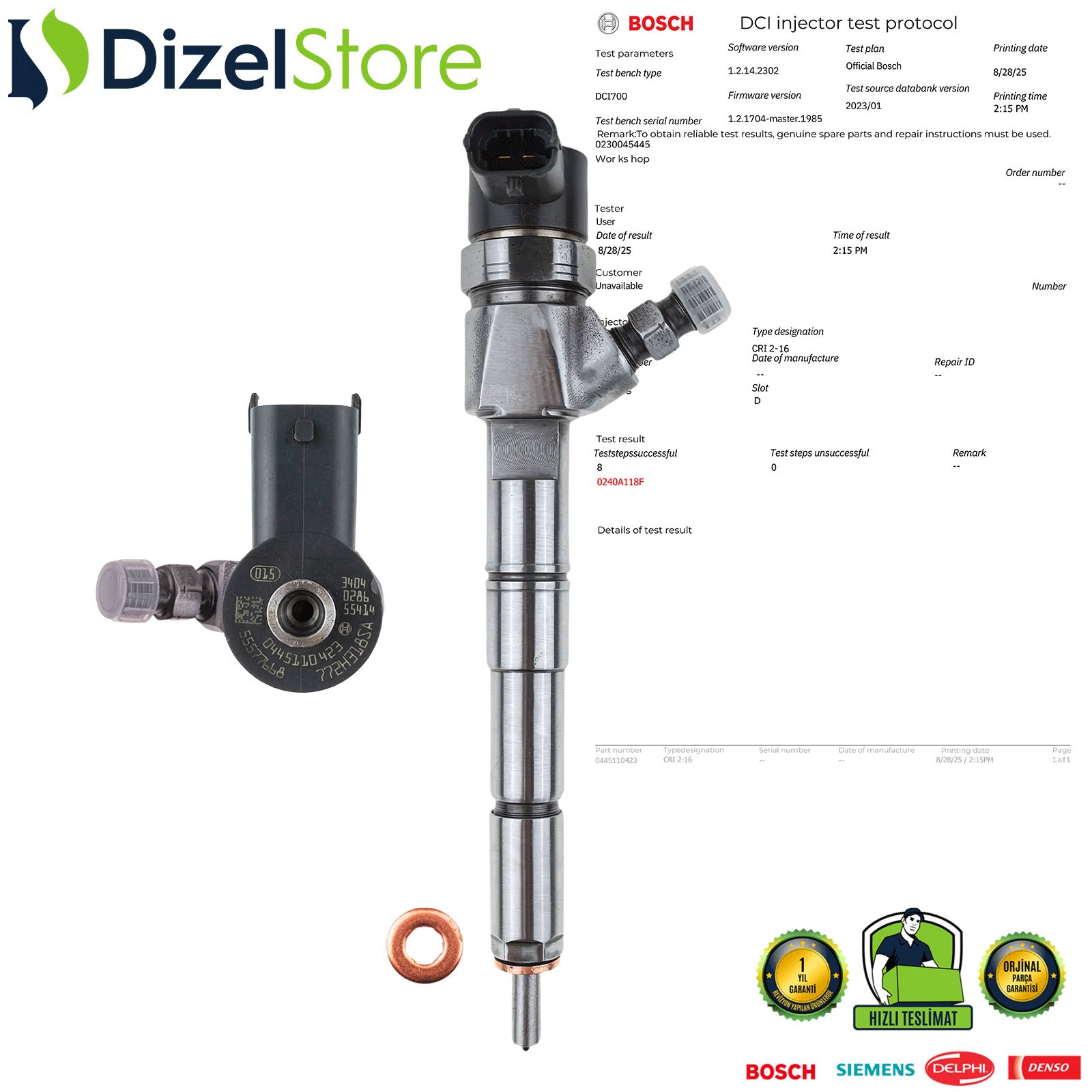 OPEL INSIGNIA A 2.0 CDTI BOSCH ENJEKTÖR 0445110423 0986435237