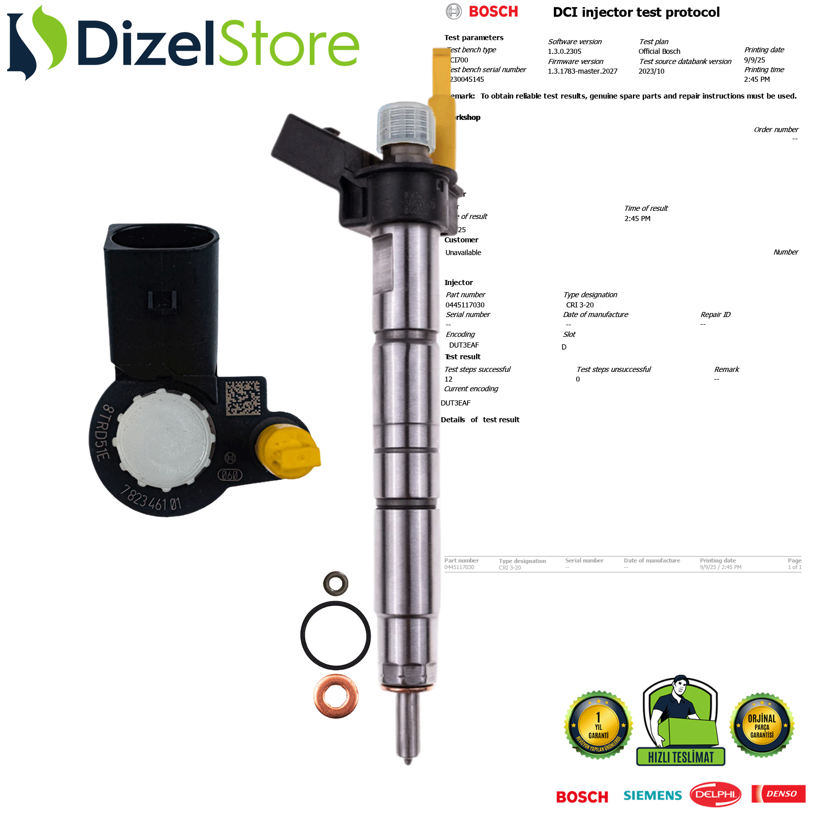 4X BMW X3 X5 3.0 BOSCH PİEZO 0445117030